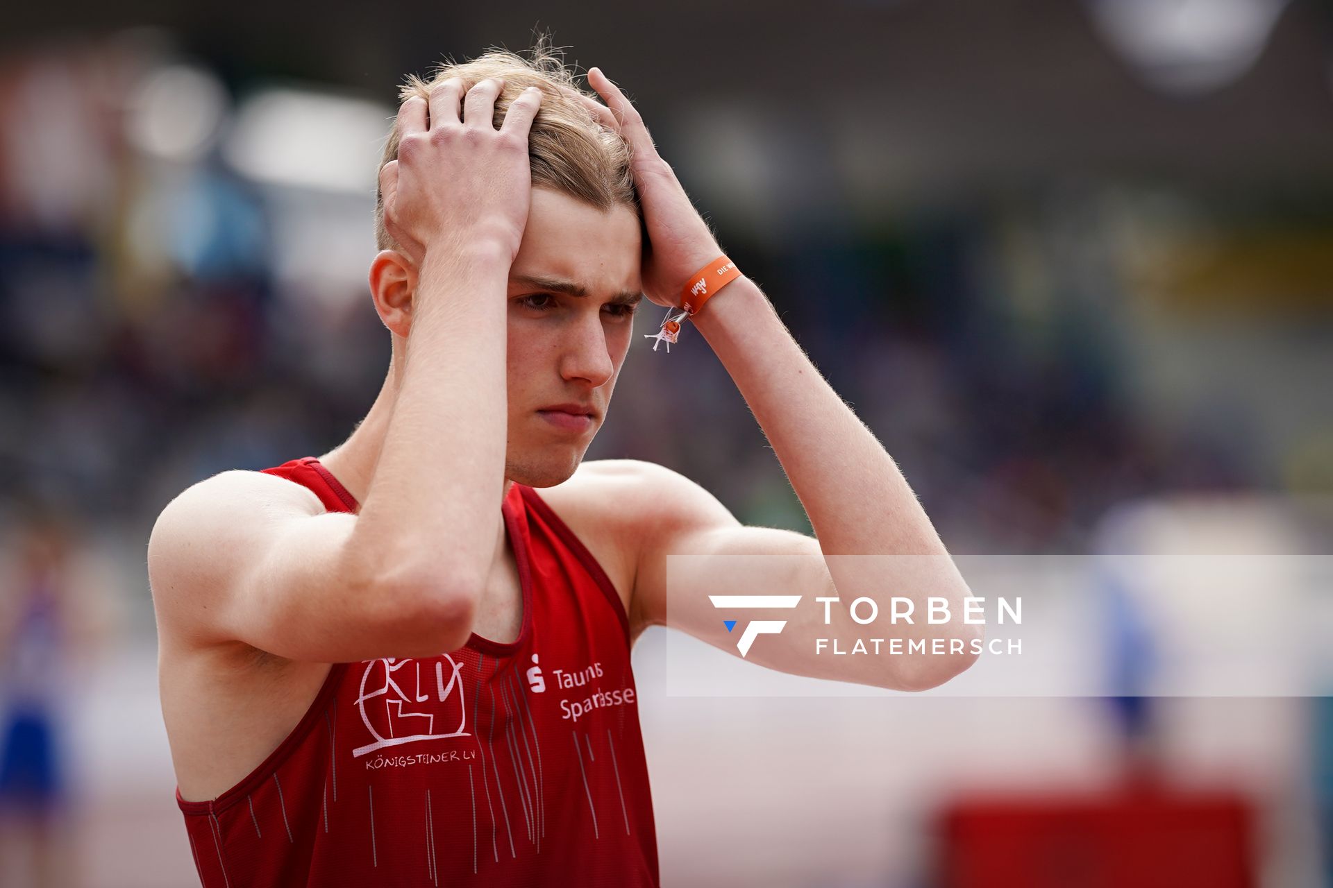 Lasse Schmitt (Koenigsteiner LV) am 31.07.2021 waehrend den deutschen Leichtathletik-Jugendmeisterschaften 2021 in Rostock (Tag 2)