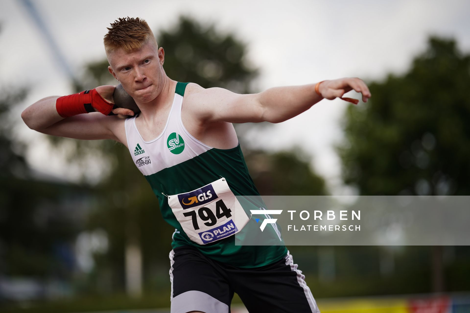 Theodor Otto Eltz (SV Halle) am 31.07.2021 waehrend den deutschen Leichtathletik-Jugendmeisterschaften 2021 in Rostock (Tag 2)