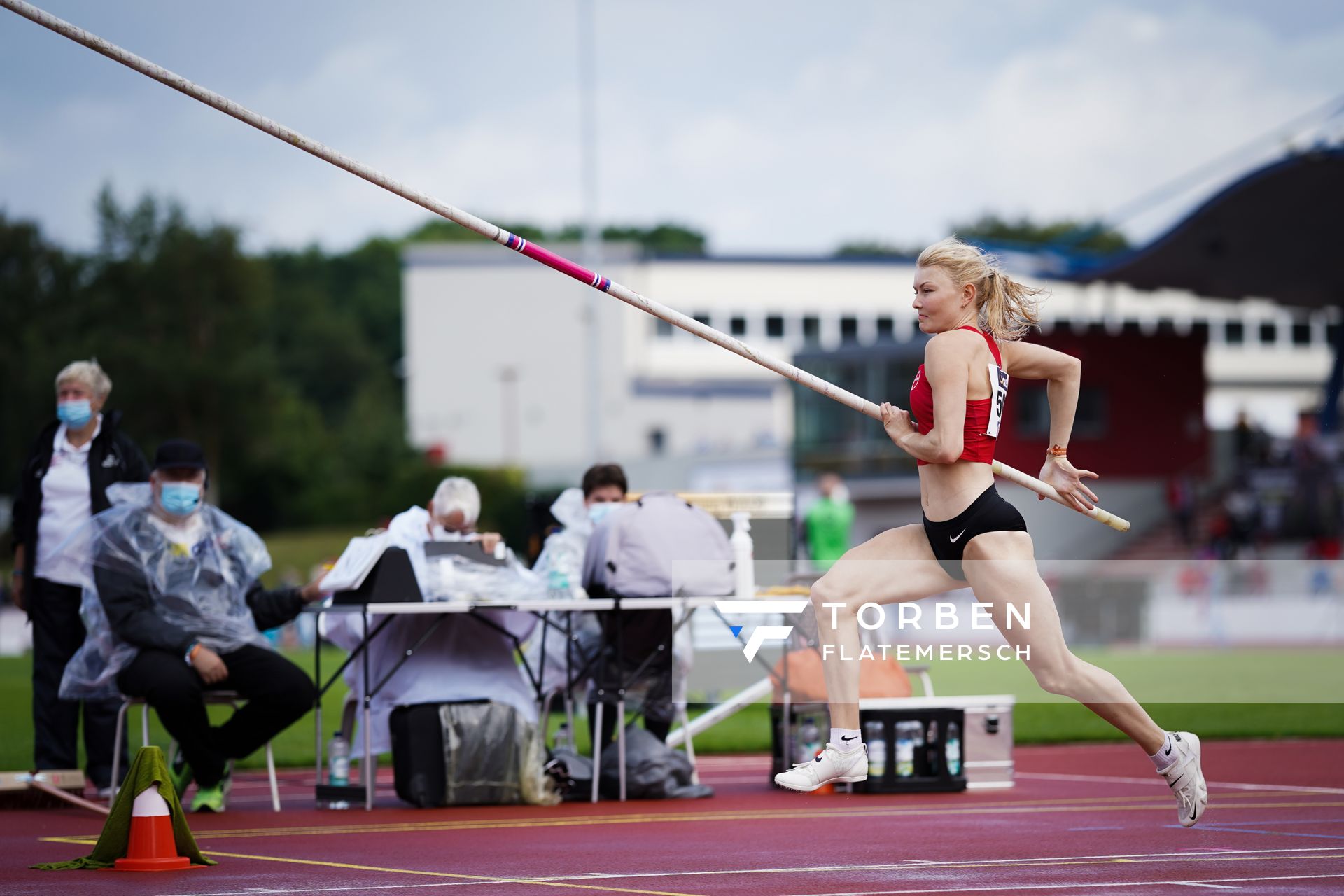 Laura Giese (TSV Bayer 04 Leverkusen) am 31.07.2021 waehrend den deutschen Leichtathletik-Jugendmeisterschaften 2021 in Rostock (Tag 2)