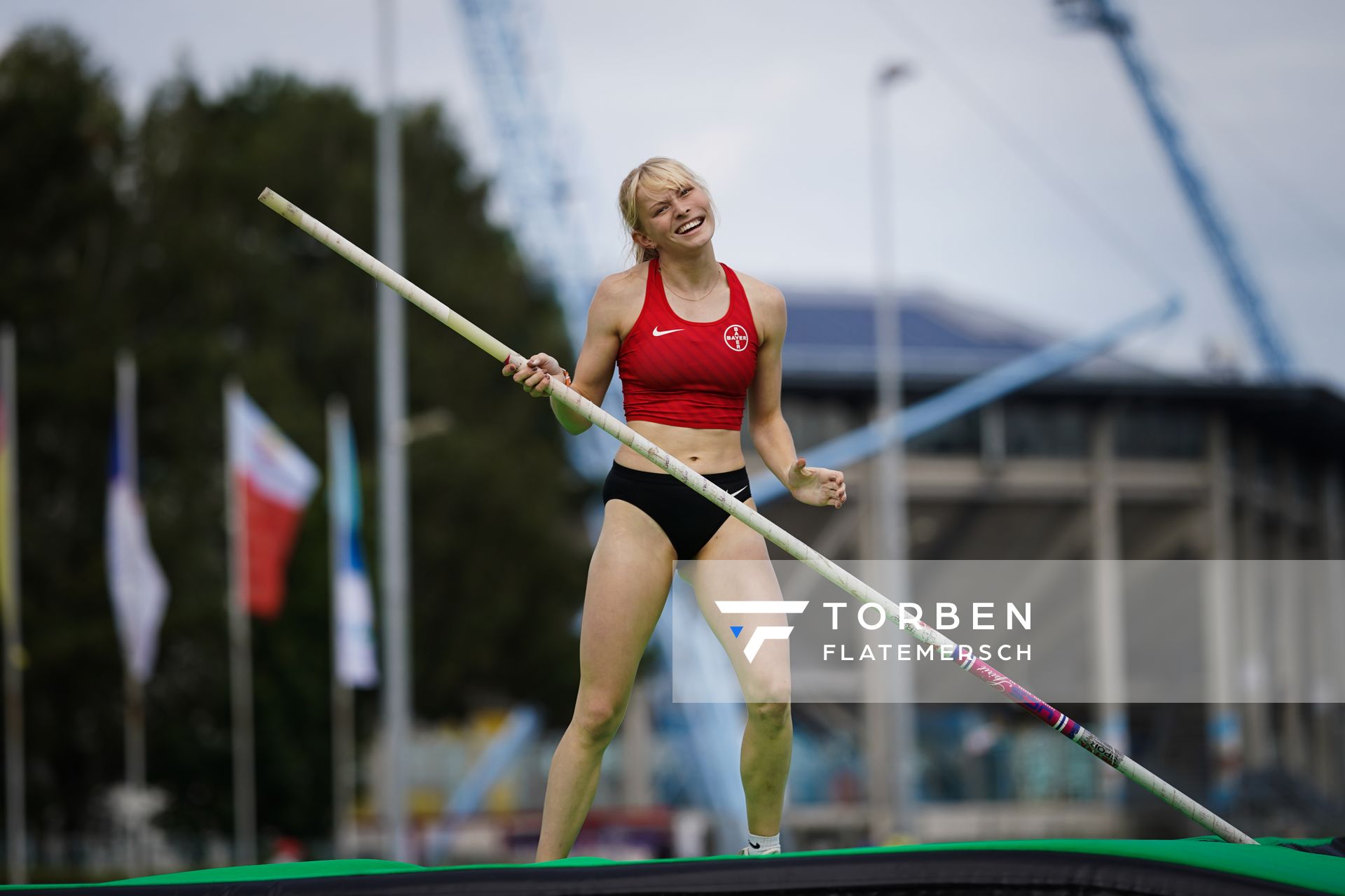 Laura Giese (TSV Bayer 04 Leverkusen) am 31.07.2021 waehrend den deutschen Leichtathletik-Jugendmeisterschaften 2021 in Rostock (Tag 2)