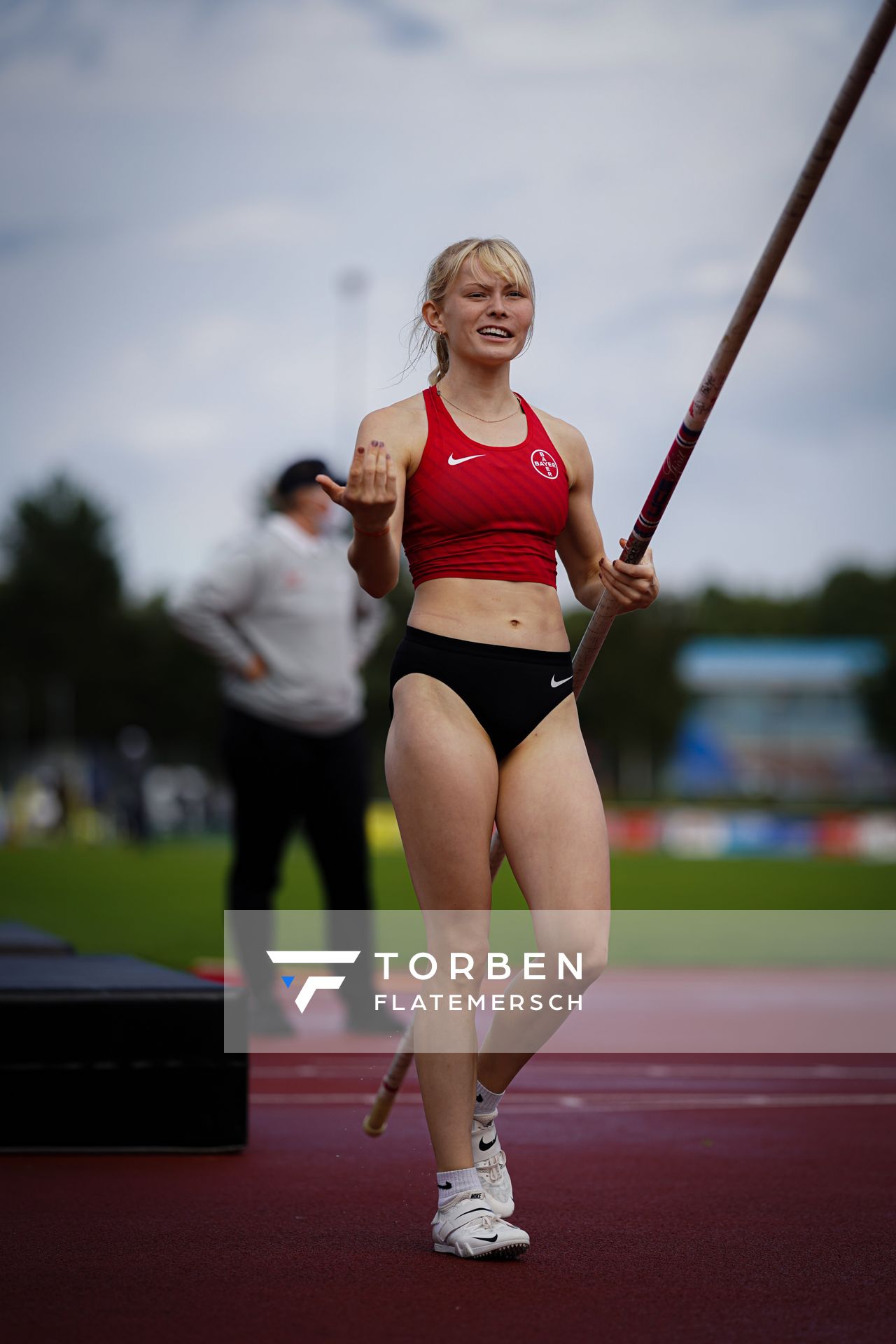 Laura Giese (TSV Bayer 04 Leverkusen) am 31.07.2021 waehrend den deutschen Leichtathletik-Jugendmeisterschaften 2021 in Rostock (Tag 2)