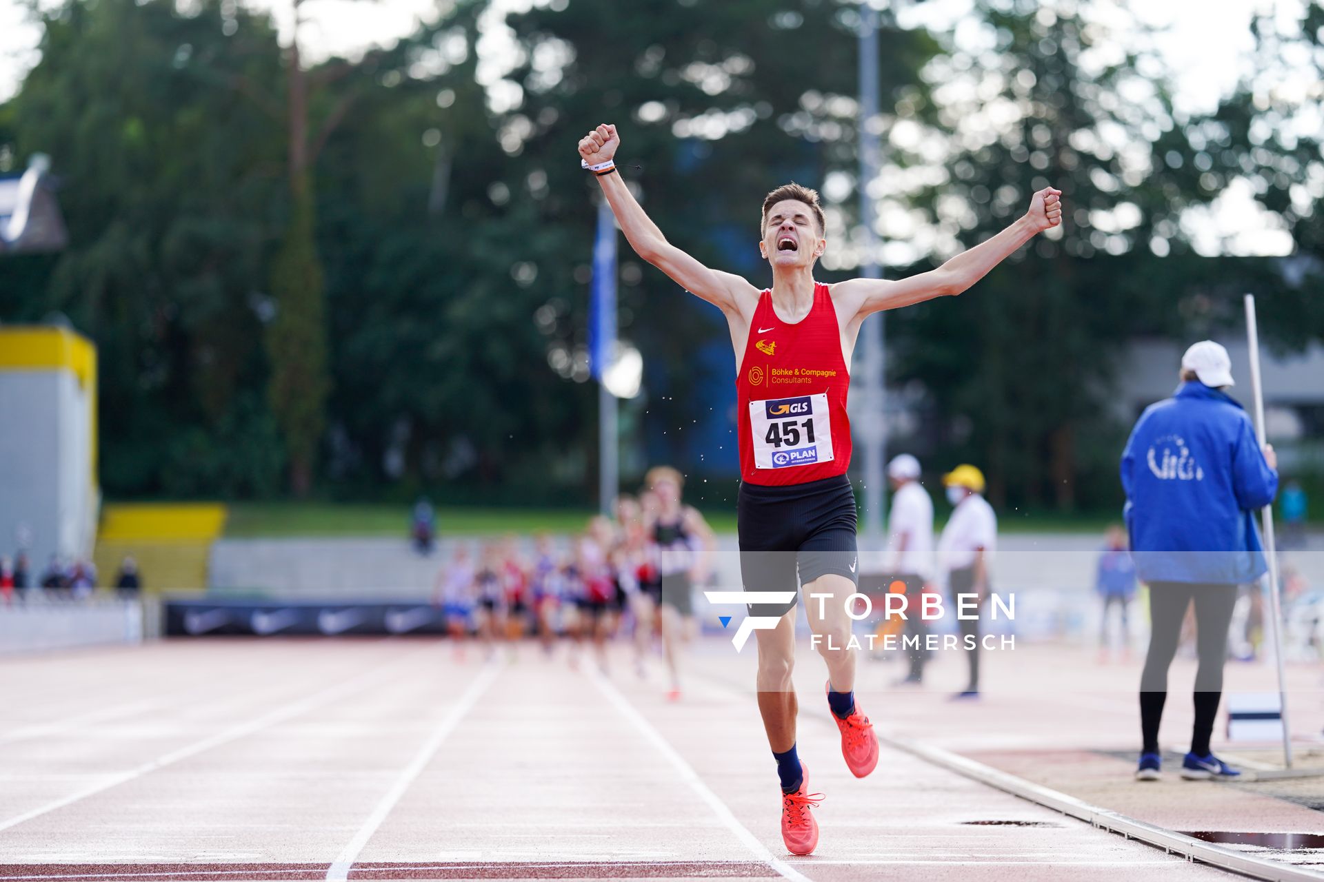 Deutscher Jugendmeister ueber 1500m Tim Kalies (Braunschweiger Laufclub) am 31.07.2021 waehrend den deutschen Leichtathletik-Jugendmeisterschaften 2021 in Rostock (Tag 2)