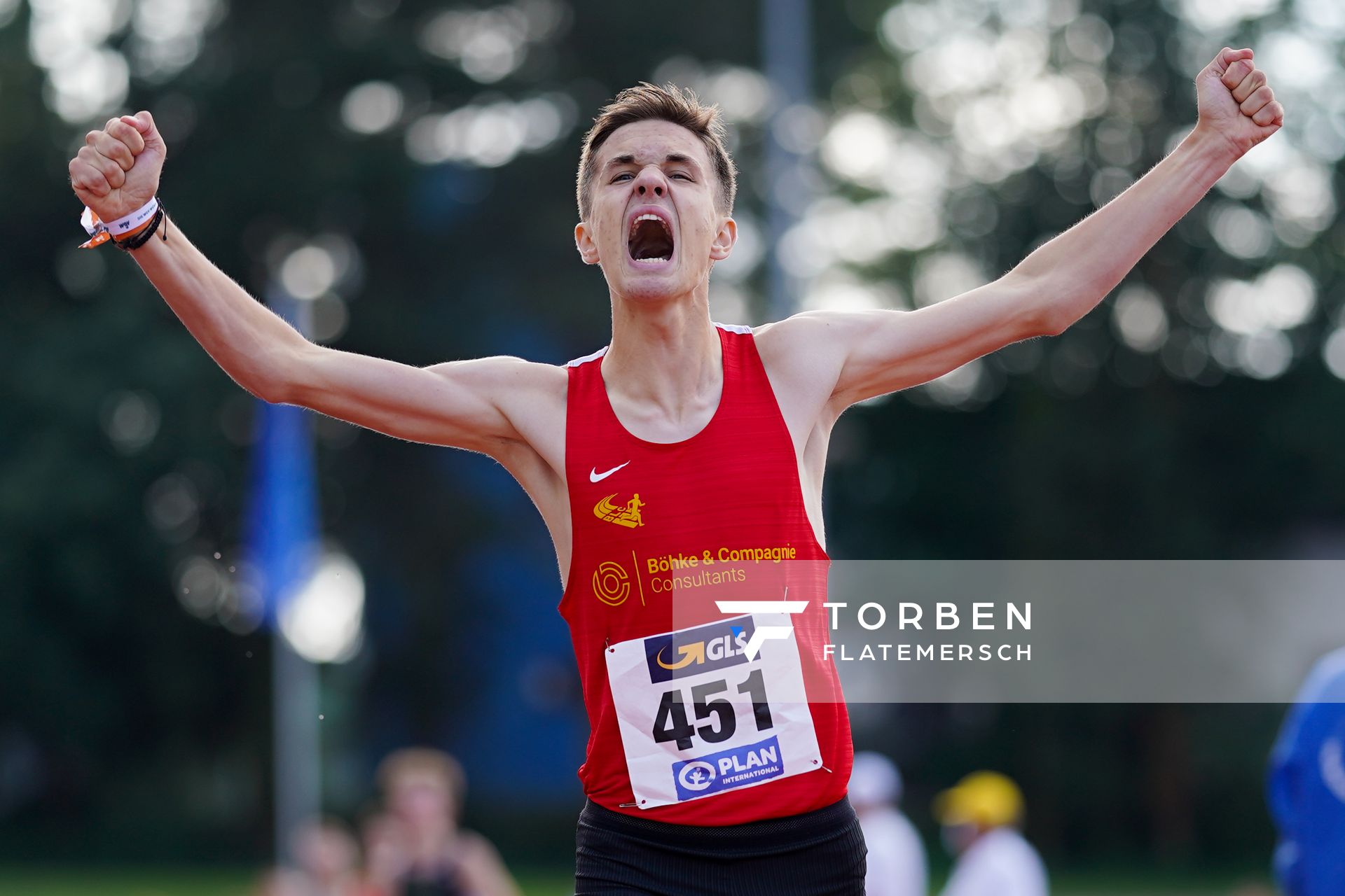 Deutscher Jugendmeister ueber 1500m Tim Kalies (Braunschweiger Laufclub) am 31.07.2021 waehrend den deutschen Leichtathletik-Jugendmeisterschaften 2021 in Rostock (Tag 2)