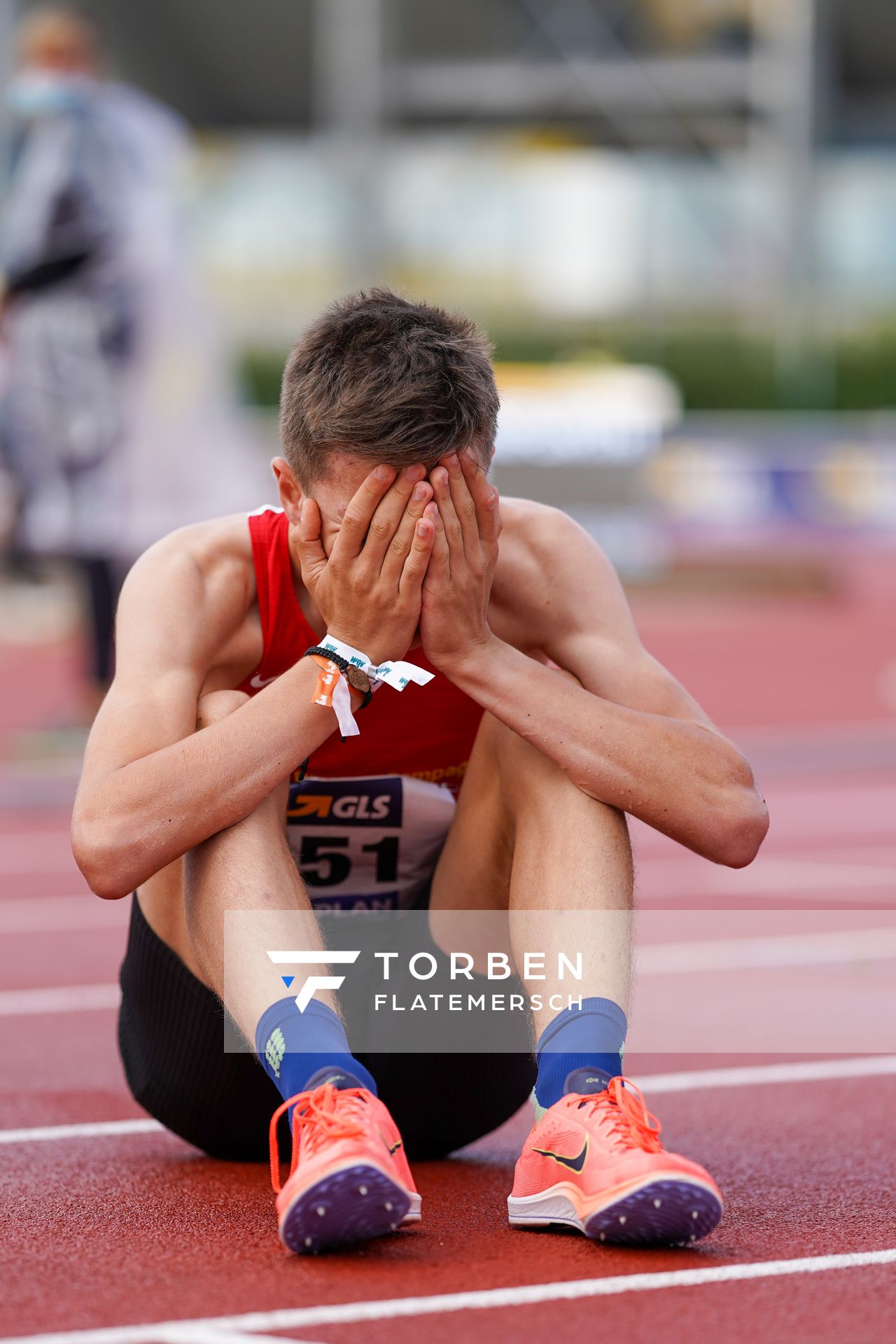 Deutscher Jugendmeister ueber 1500m Tim Kalies (Braunschweiger Laufclub) am 31.07.2021 waehrend den deutschen Leichtathletik-Jugendmeisterschaften 2021 in Rostock (Tag 2)