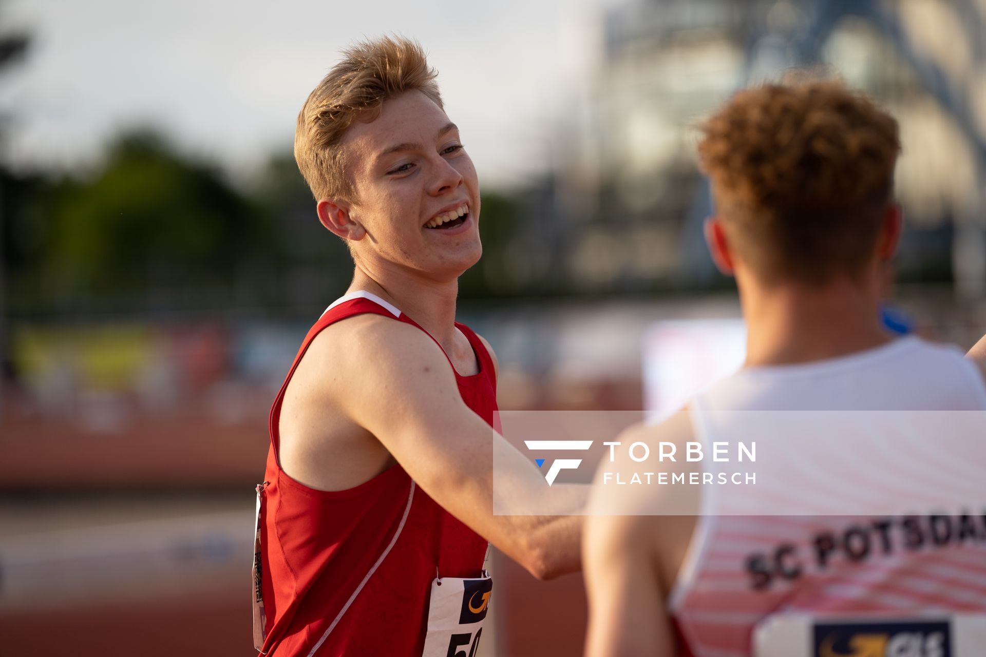 Thorben Finke (SV Sigiltra Soegel) am 31.07.2021 waehrend den deutschen Leichtathletik-Jugendmeisterschaften 2021 in Rostock (Tag 2)