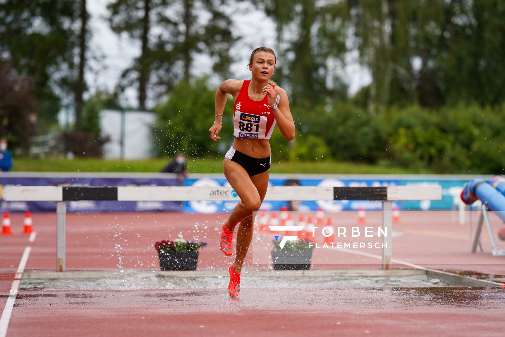 Lina Ebbinghaus (LG Olympia Dortmund) am 01.08.2021 waehrend den deutschen Leichtathletik-Jugendmeisterschaften 2021 in Rostock (Tag 3)