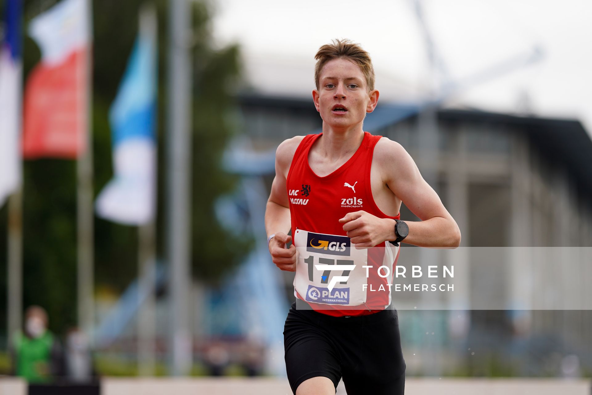 Maximilian Spielbauer (LAC Passau) am 01.08.2021 waehrend den deutschen Leichtathletik-Jugendmeisterschaften 2021 in Rostock (Tag 3)