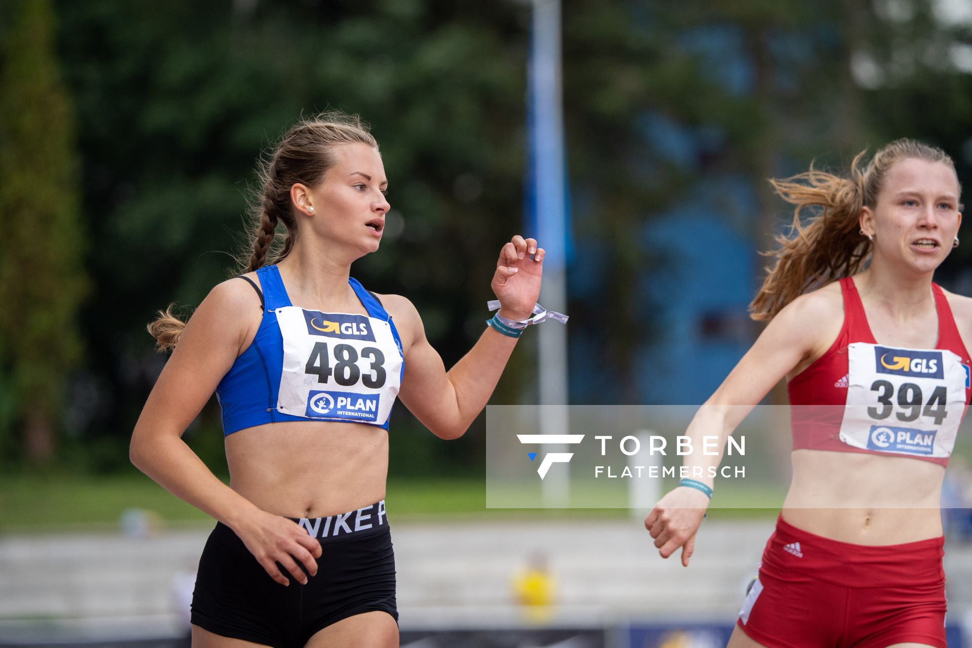 Lea Kimpel (LG Lueneburg) im 200m Vorlauf am 01.08.2021 waehrend den deutschen Leichtathletik-Jugendmeisterschaften 2021 in Rostock (Tag 3)
