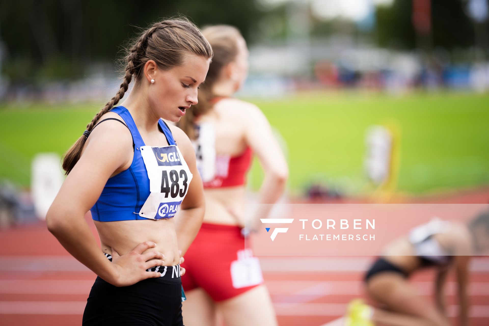 Lea Kimpel (LG Lueneburg) im 200m Vorlauf am 01.08.2021 waehrend den deutschen Leichtathletik-Jugendmeisterschaften 2021 in Rostock (Tag 3)