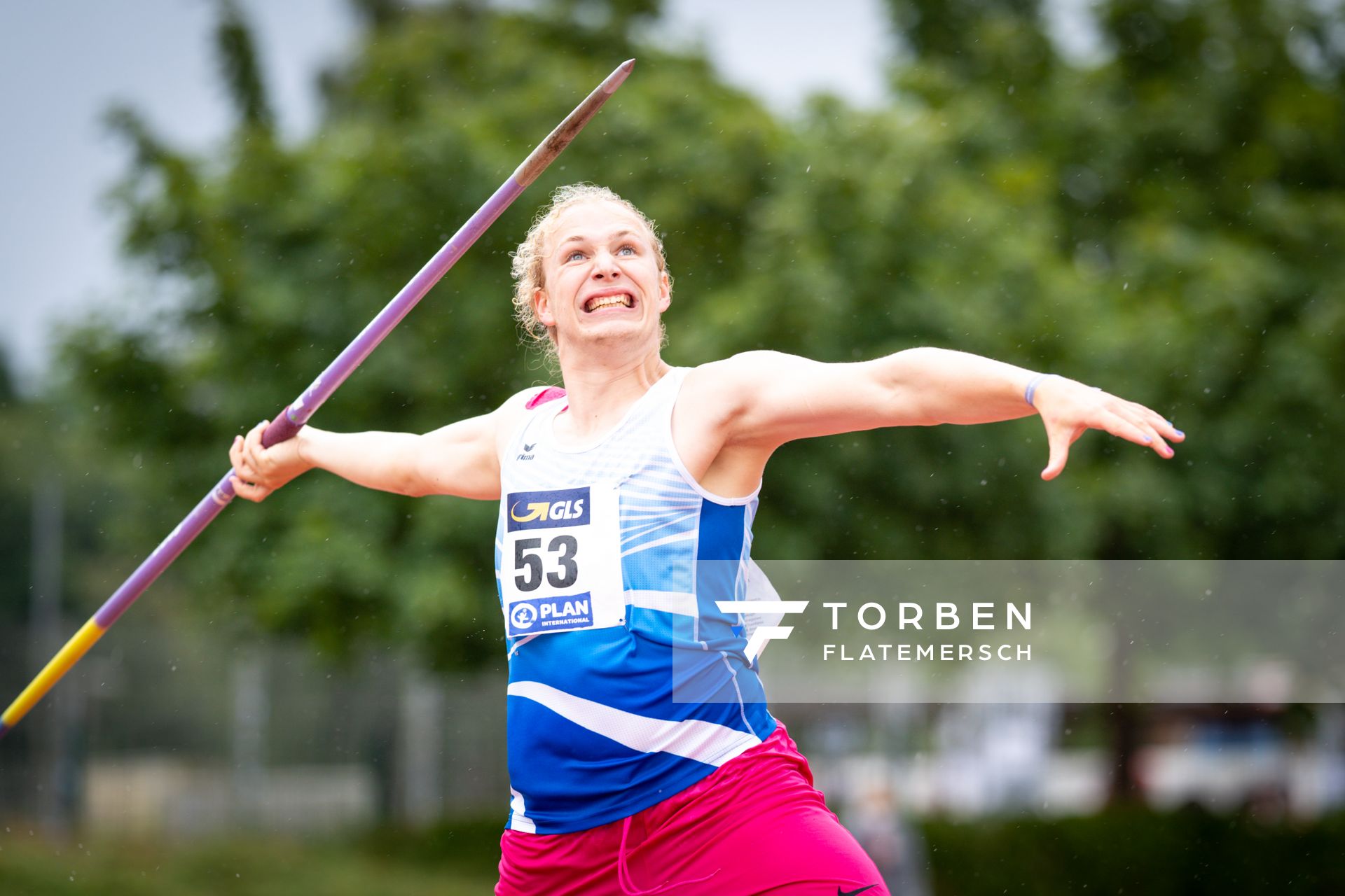 Jona Fruchtmann (SR Yburg Steinbach) am 01.08.2021 waehrend den deutschen Leichtathletik-Jugendmeisterschaften 2021 in Rostock (Tag 3)