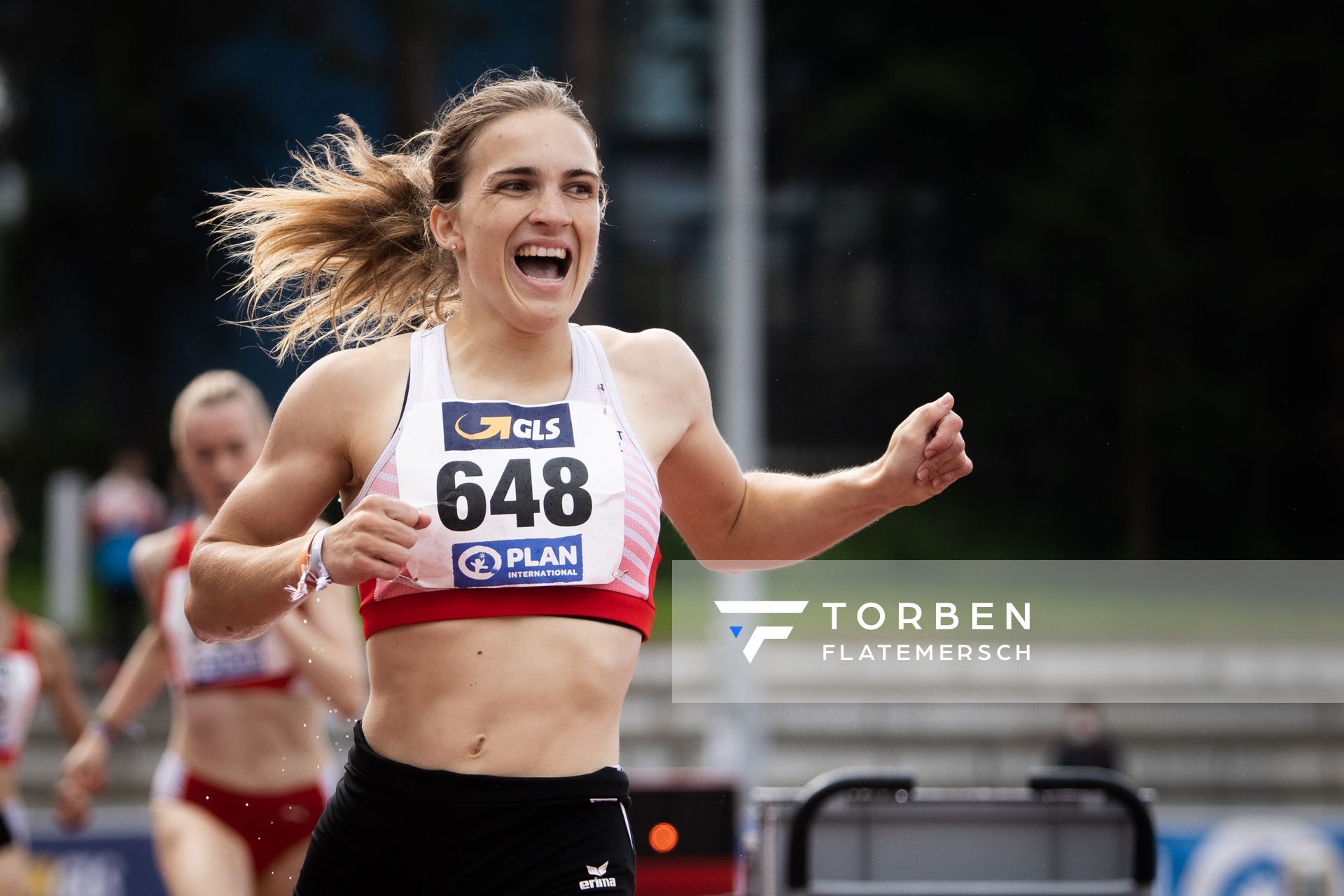 Lucia Sturm (TSV Moselfeuer Lehmen)am 01.08.2021 waehrend den deutschen Leichtathletik-Jugendmeisterschaften 2021 in Rostock (Tag 3)