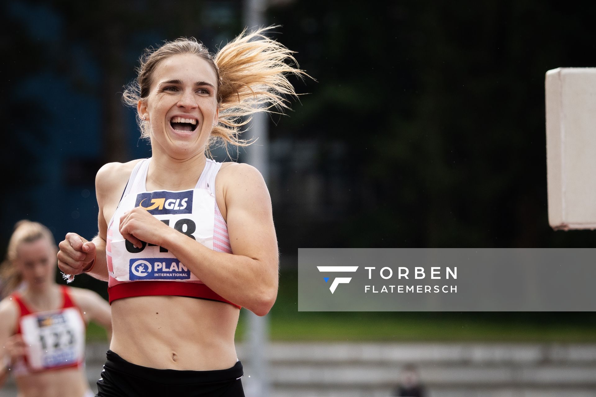 Lucia Sturm (TSV Moselfeuer Lehmen)am 01.08.2021 waehrend den deutschen Leichtathletik-Jugendmeisterschaften 2021 in Rostock (Tag 3)