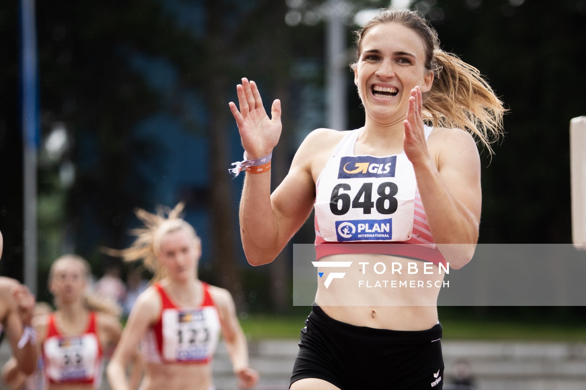 Lucia Sturm (TSV Moselfeuer Lehmen)am 01.08.2021 waehrend den deutschen Leichtathletik-Jugendmeisterschaften 2021 in Rostock (Tag 3)