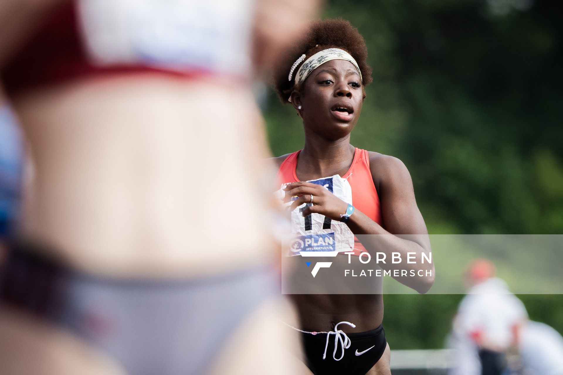 Fortuna Ornella Nkengue (MTV Wittmund) ueber 100m Huerden am 21.08.2021 bei den Deutschen Meisterschaften Mehrkampf im Auestadion in Wesel (Tag 2)