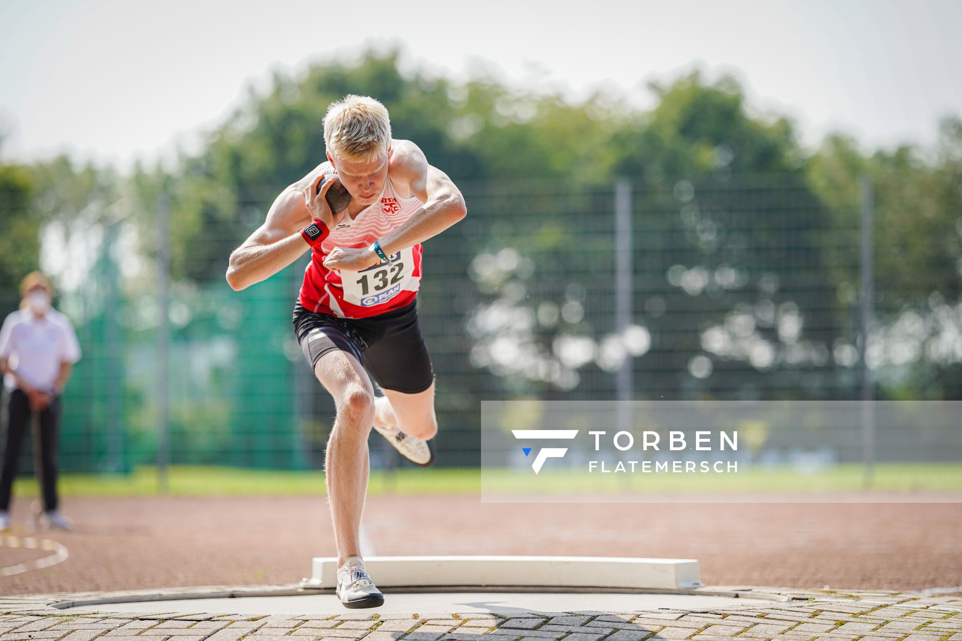 Torben Prepens (TV Cloppenburg) beim Kugelstossen am 21.08.2021 bei den Deutschen Meisterschaften Mehrkampf im Auestadion in Wesel (Tag 2)