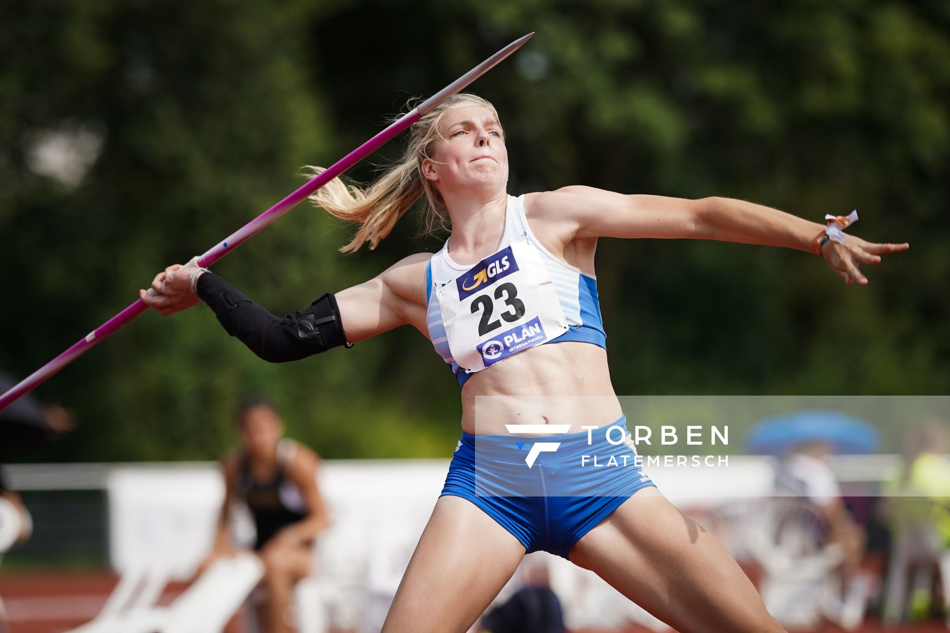 Marie Dehning (LG Celle-Land) beim Speerwurf am 21.08.2021 bei den Deutschen Meisterschaften Mehrkampf im Auestadion in Wesel (Tag 2)