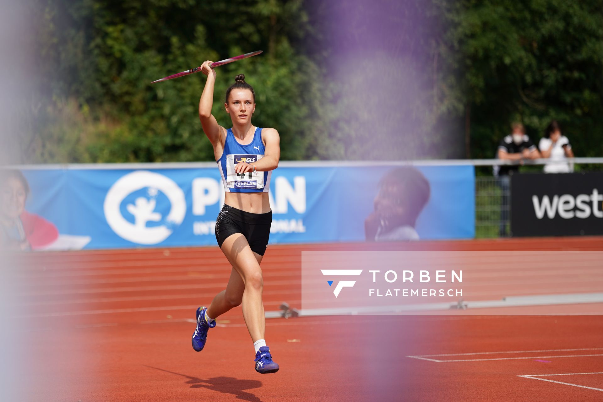 Jenna Fee Feyerabend (TV Gross-Gerau) beim Speerwurf am 21.08.2021 bei den Deutschen Meisterschaften Mehrkampf im Auestadion in Wesel (Tag 2)