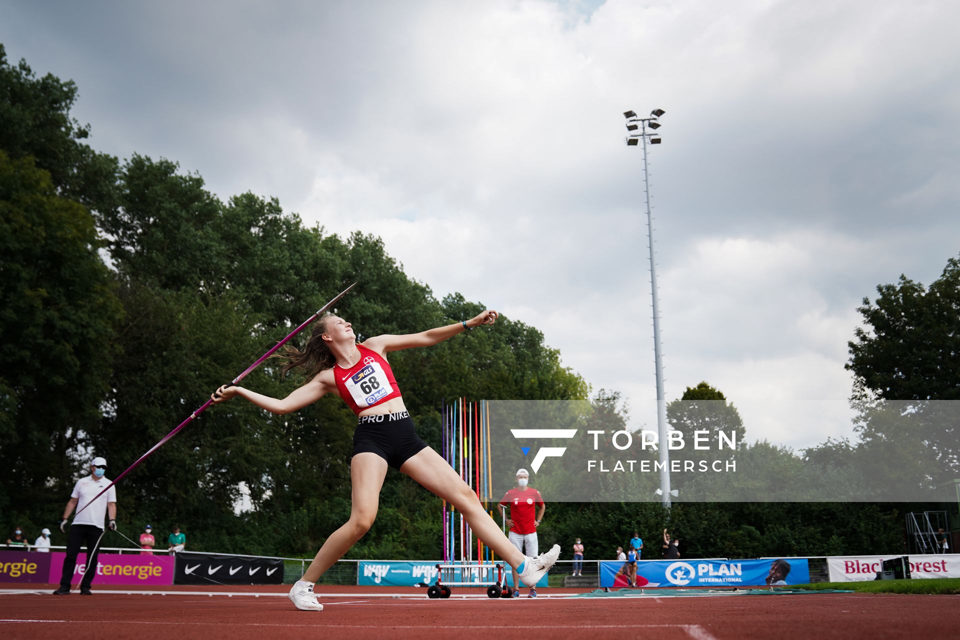 Pauline Hillebrand (TSV Bayer 04 Leverkusen) beim Speerwurf am 21.08.2021 bei den Deutschen Meisterschaften Mehrkampf im Auestadion in Wesel (Tag 2)