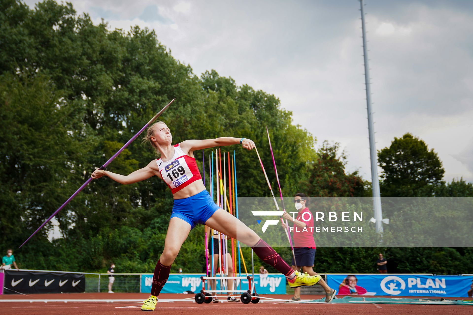 Julia Todt (SV Union Meppen) beim Speerwurf am 21.08.2021 bei den Deutschen Meisterschaften Mehrkampf im Auestadion in Wesel (Tag 2)