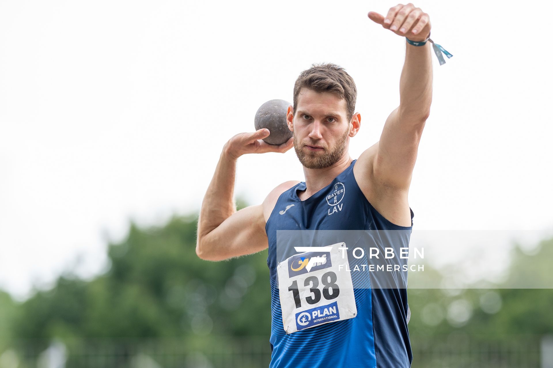 Jan Ruhrmann (LAV Bayer Uerdingen/Dormagen) beim Kugelstossen am 21.08.2021 bei den Deutschen Meisterschaften Mehrkampf im Auestadion in Wesel (Tag 2)