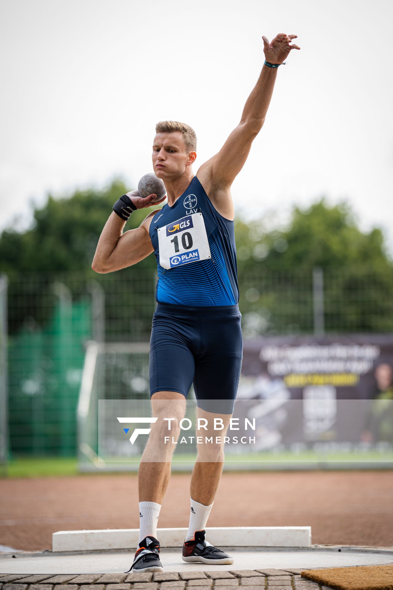 Nico Beckers (LAV Bayer Uerdingen/Dormagen) beim Kugelstossen am 21.08.2021 bei den Deutschen Meisterschaften Mehrkampf im Auestadion in Wesel (Tag 2)