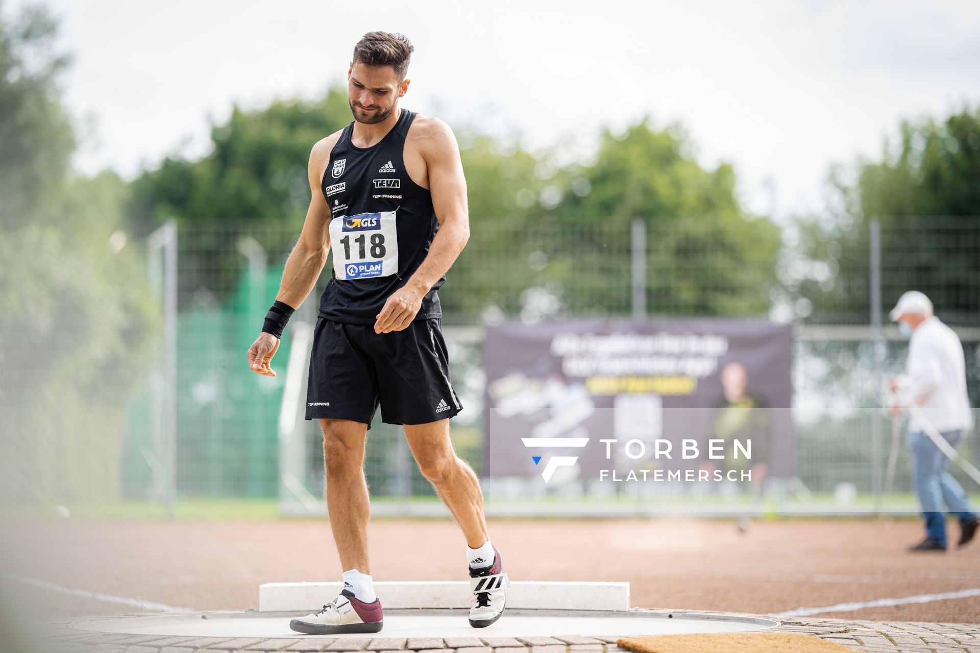 Tim Nowak (SSV Ulm 1846) beim Kugelstossen am 21.08.2021 bei den Deutschen Meisterschaften Mehrkampf im Auestadion in Wesel (Tag 2)
