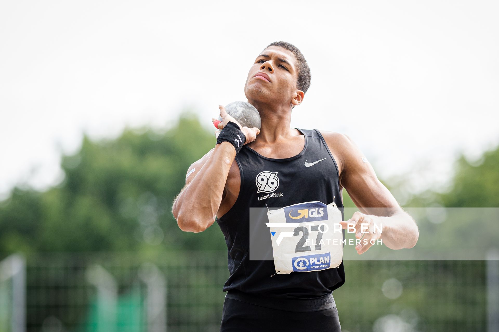 Malik Diakité (Hannover 96) beim Kugelstossen am 21.08.2021 bei den Deutschen Meisterschaften Mehrkampf im Auestadion in Wesel (Tag 2)