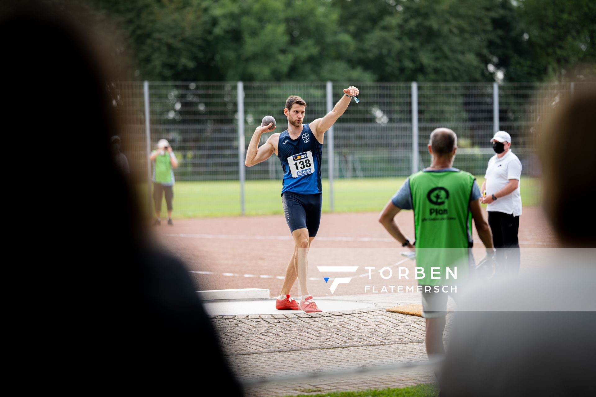Jan Ruhrmann (LAV Bayer Uerdingen/Dormagen) beim Kugelstossen am 21.08.2021 bei den Deutschen Meisterschaften Mehrkampf im Auestadion in Wesel (Tag 2)