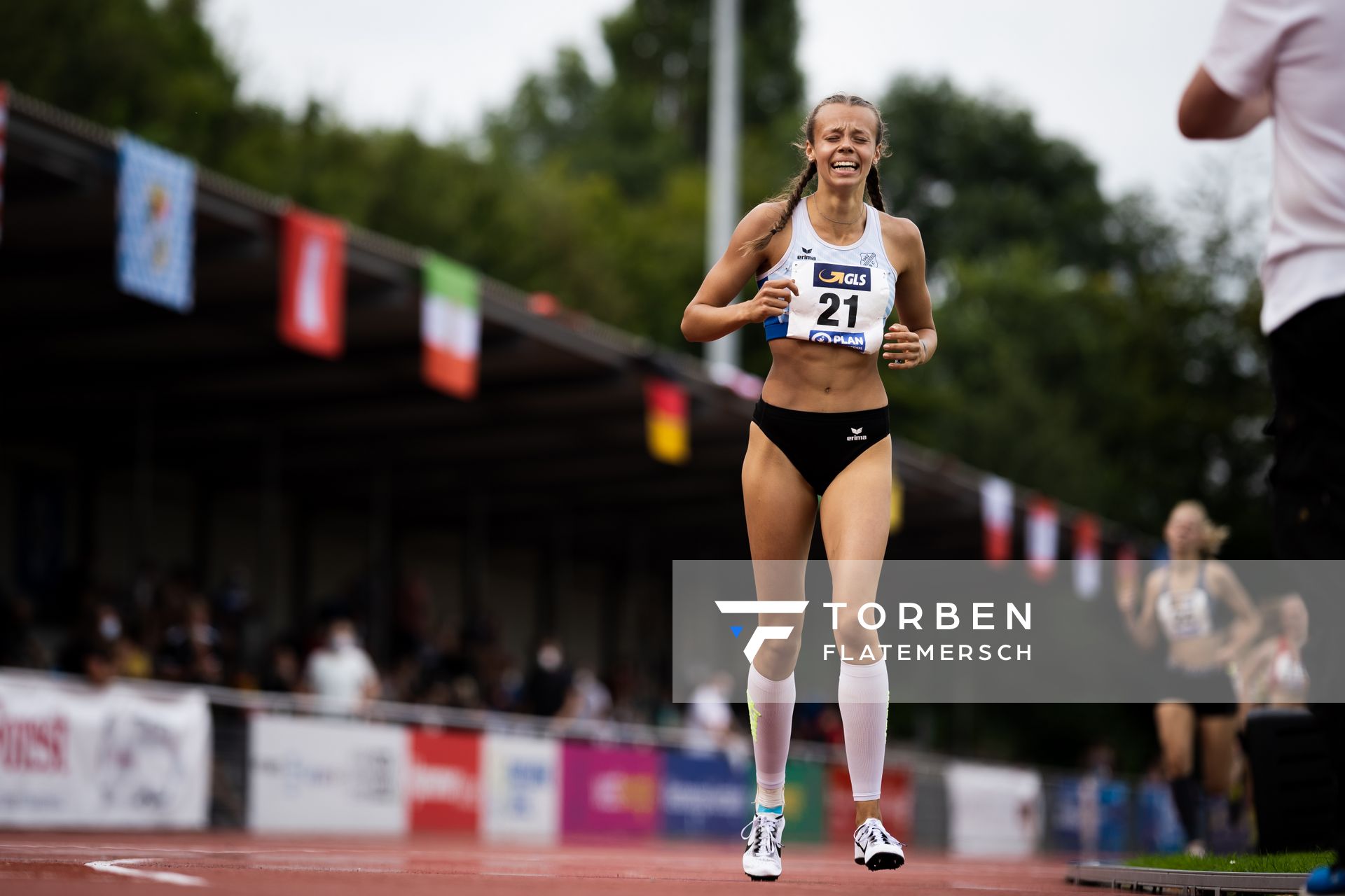 Katja Davidowske (Kirchheimer SC) am 21.08.2021 bei den Deutschen Meisterschaften Mehrkampf im Auestadion in Wesel (Tag 2)