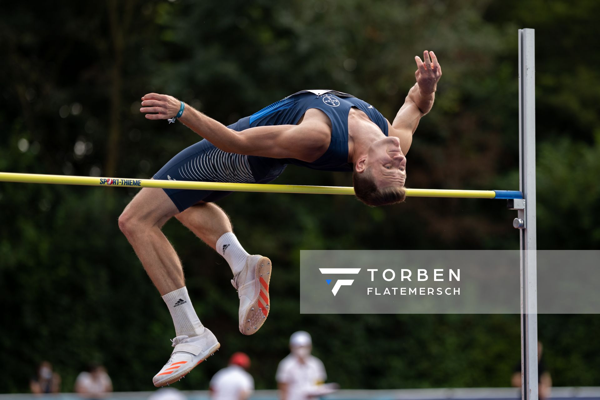 Nico Beckers (LAV Bayer Uerdingen/Dormagen) beim Hochsprung am 21.08.2021 bei den Deutschen Meisterschaften Mehrkampf im Auestadion in Wesel (Tag 2)