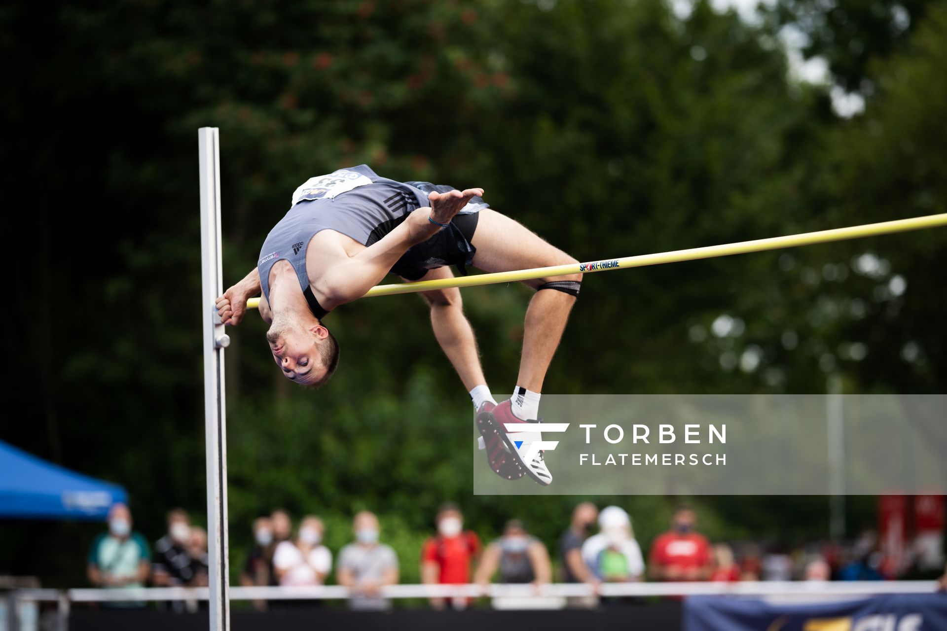 André Duesterhoeft (LG Buende-Loehne) beim Hochsprung am 21.08.2021 bei den Deutschen Meisterschaften Mehrkampf im Auestadion in Wesel (Tag 2)
