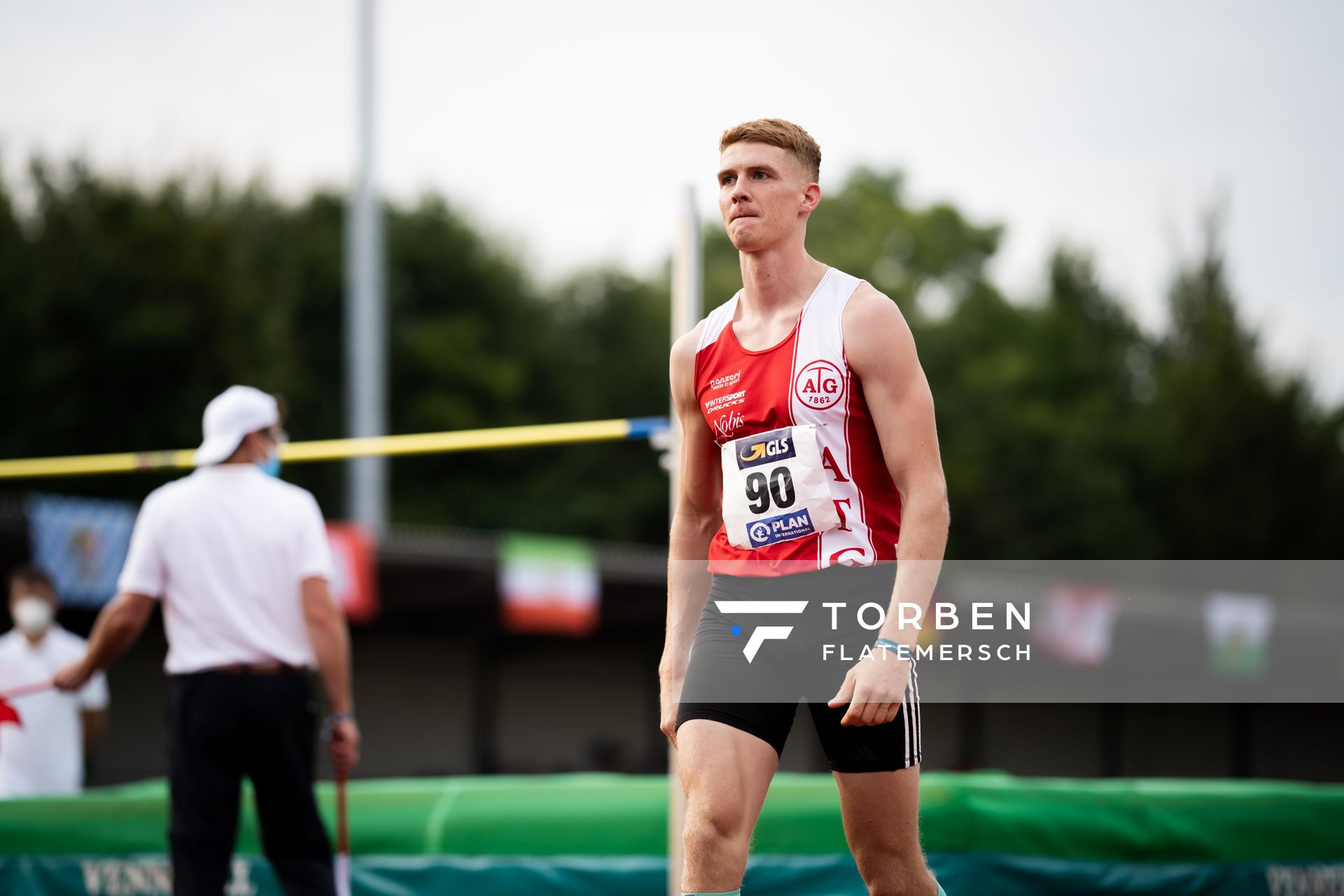 Silas Kriete (Aachener TG) beim Hochsprung am 21.08.2021 bei den Deutschen Meisterschaften Mehrkampf im Auestadion in Wesel (Tag 2)