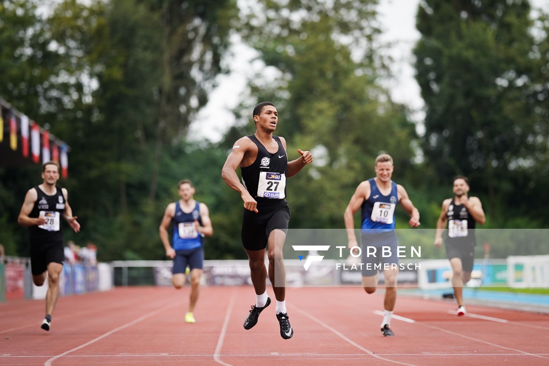 Malik Diakité (Hannover 96) ueber 400m am 21.08.2021 bei den Deutschen Meisterschaften Mehrkampf im Auestadion in Wesel (Tag 2)