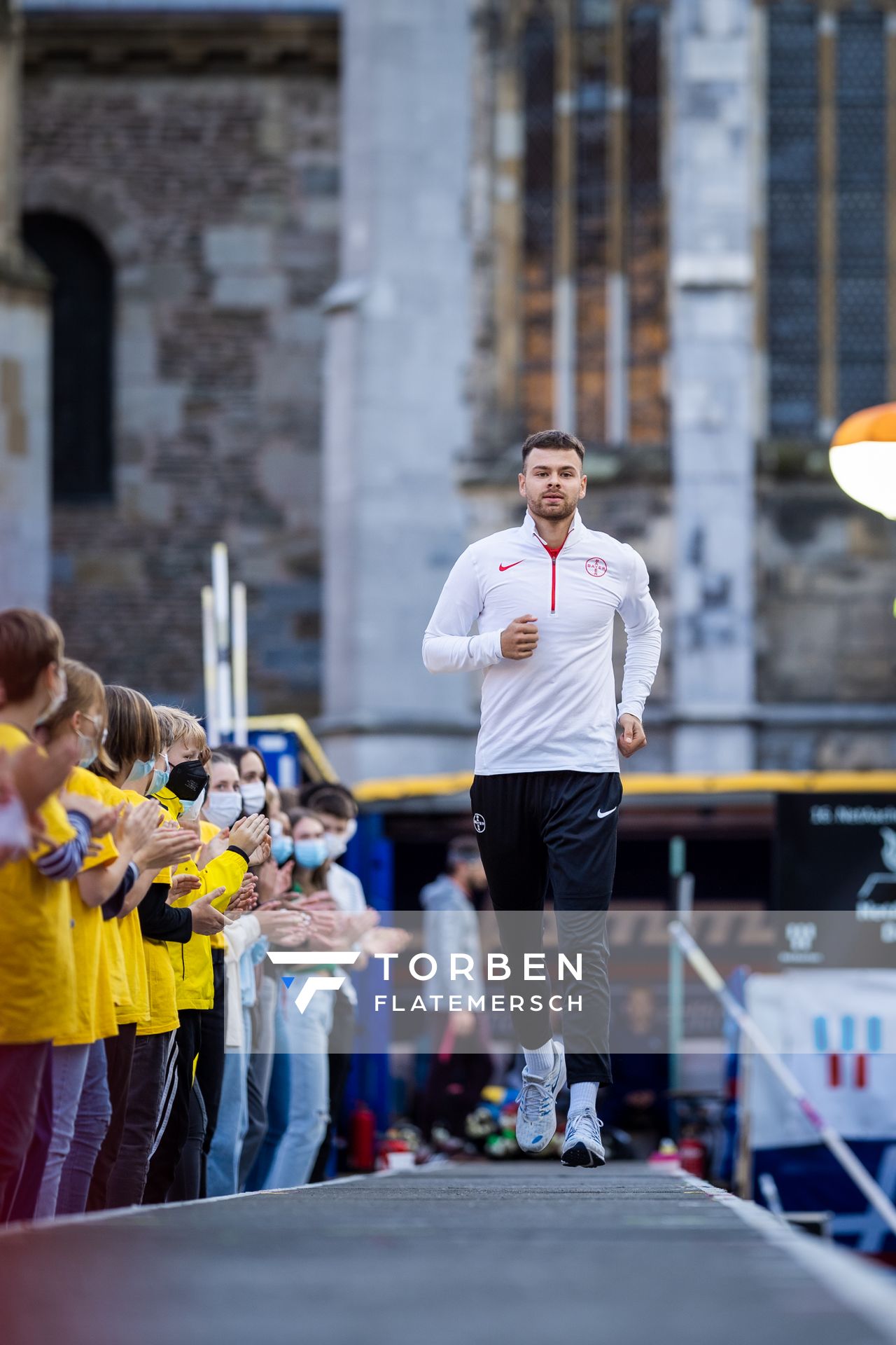 Phillip Kass (TSV Bayer 04 Leverkusen) am 22.09.2021 beim NetAachen-Domspringen 2021 auf dem Katschhof in Aachen