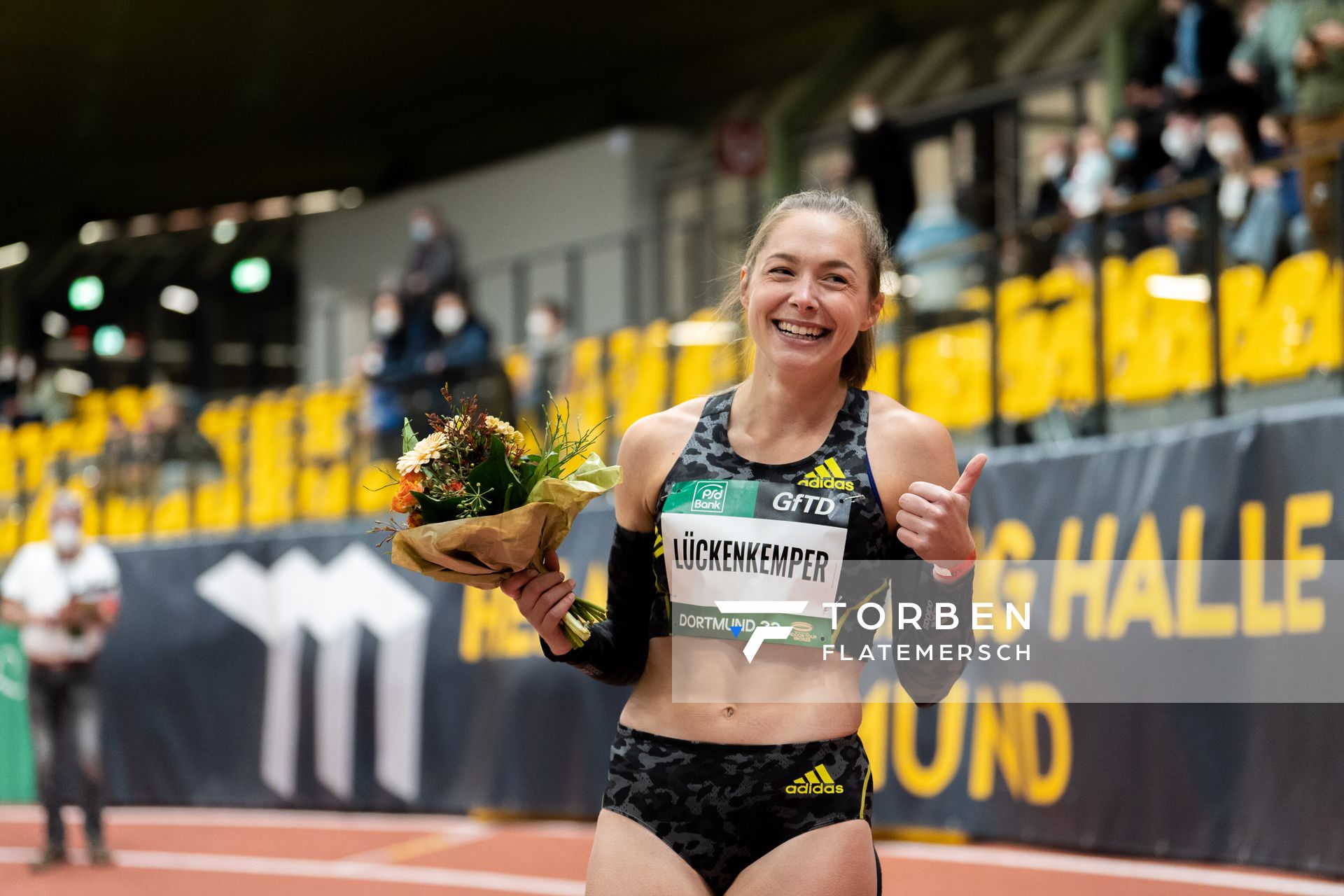 Gina Lueckenkemper (SCC Berlin) gewinnt die 60m am 12.02.2022 beim PSD Bank Indoor Meeting in der Helmut-Körnig-Halle in Dortmund