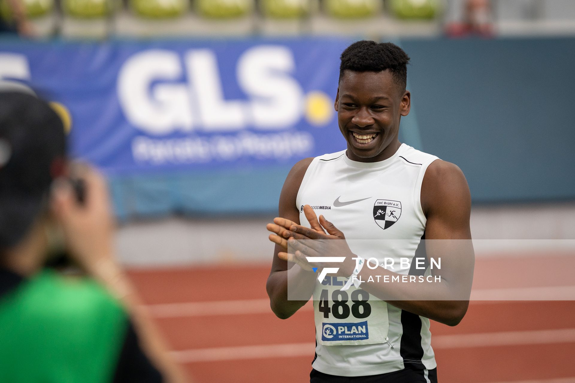 Chidera Onuoha (THC Bruehl) am 19.02.2022 waehrend der Deutsche Jugend-Hallenmeisterschaften U20 im Glaspalast in Sindelfingen