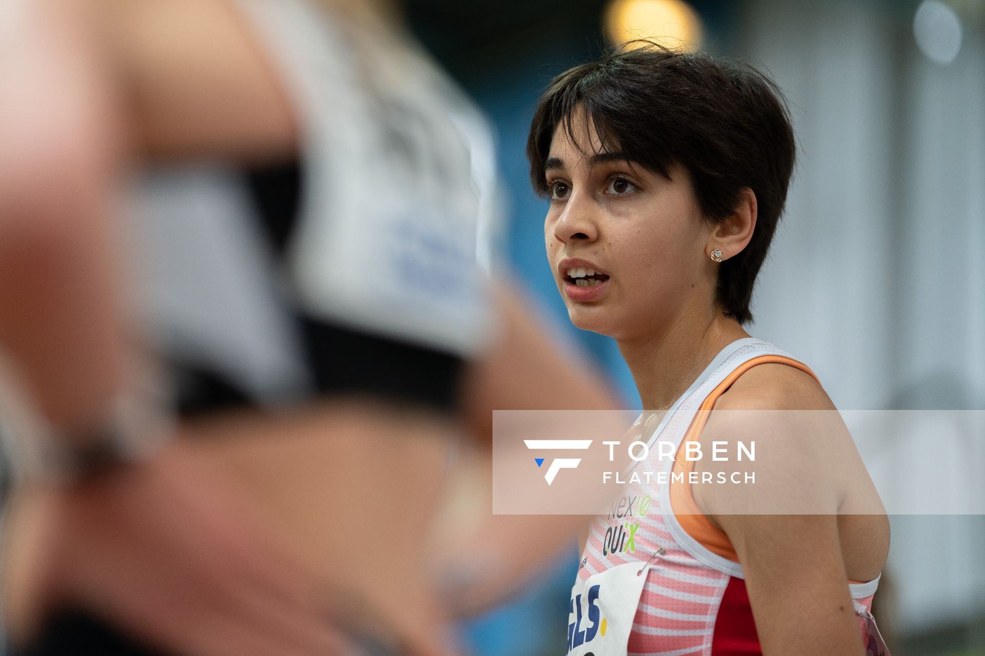 Sofia Benfares (LC Rehlingen) am 20.02.2022 waehrend der Deutschen Jugend-Hallenmeisterschaften U20 im Glaspalast in Sindelfingen