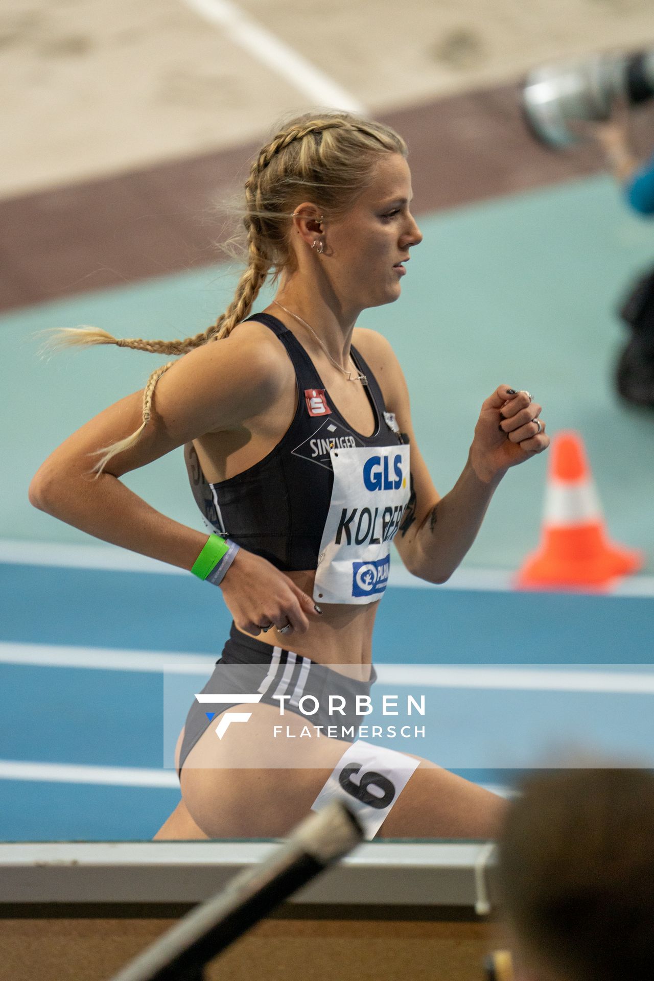 Majtie Kolberg (LG Kreis Ahrweiler) am 26.02.2022 waehrend der Deutschen Leichtathletik-Hallenmeisterschaften (Tag 1) in der Quarterback Immobilien Arena in Leipzig