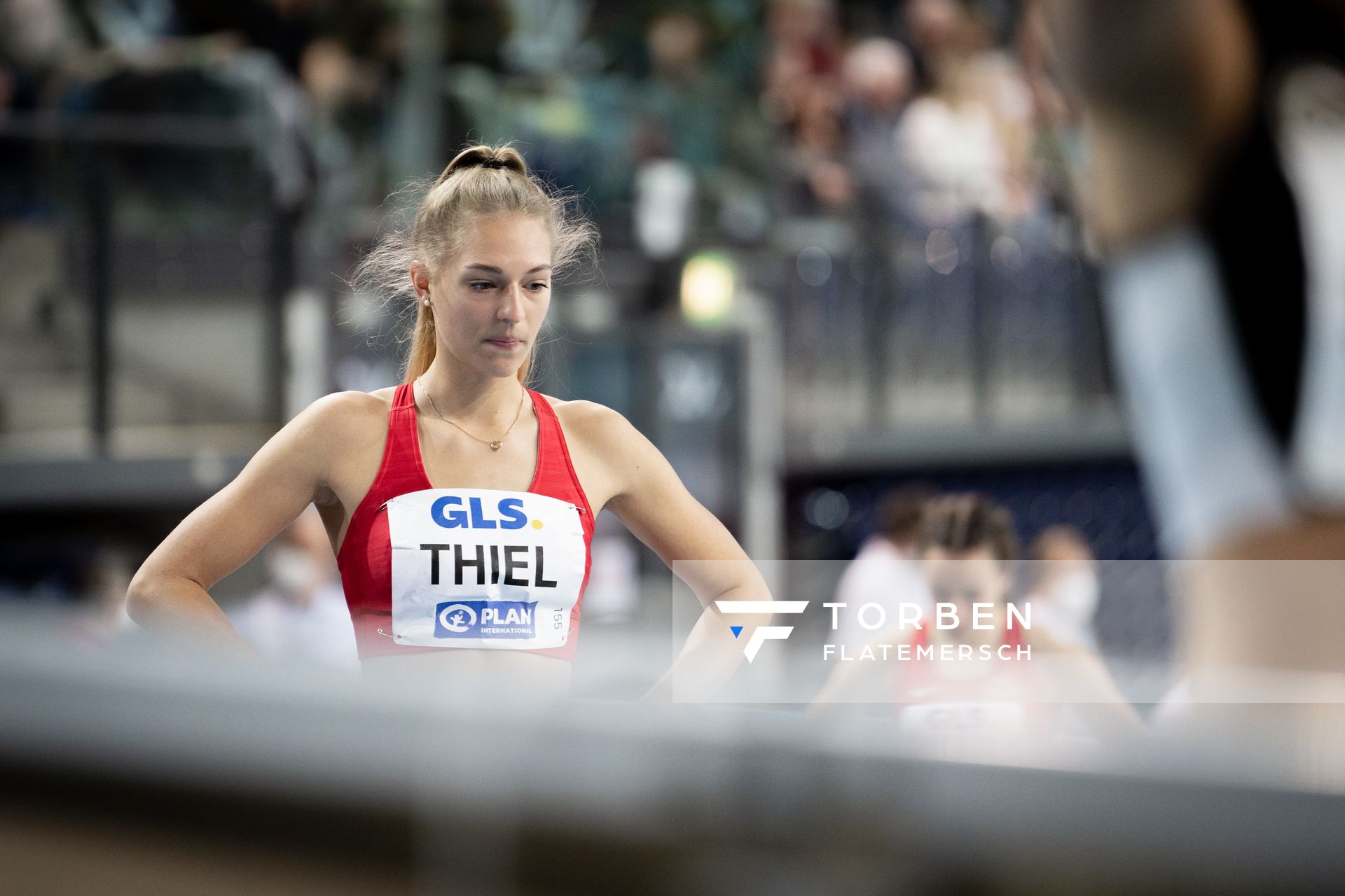 Luna Thiel (VfL Eintracht Hannover) am 26.02.2022 waehrend der Deutschen Leichtathletik-Hallenmeisterschaften (Tag 1) in der Quarterback Immobilien Arena in Leipzig