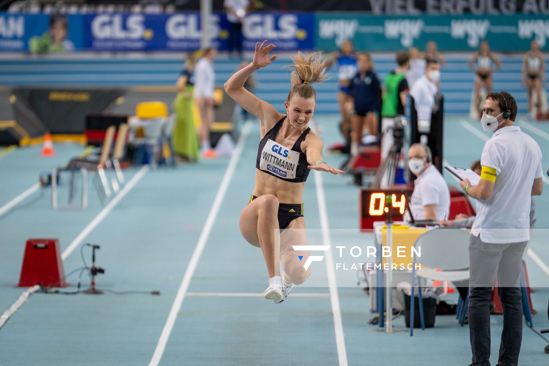 Kira Wittmann (LG Goettingen) am 26.02.2022 waehrend der Deutschen Leichtathletik-Hallenmeisterschaften (Tag 1) in der Quarterback Immobilien Arena in Leipzig