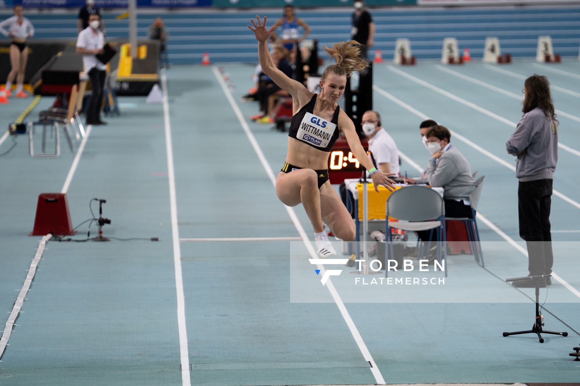 Kira Wittmann (LG Goettingen) am 26.02.2022 waehrend der Deutschen Leichtathletik-Hallenmeisterschaften (Tag 1) in der Quarterback Immobilien Arena in Leipzig