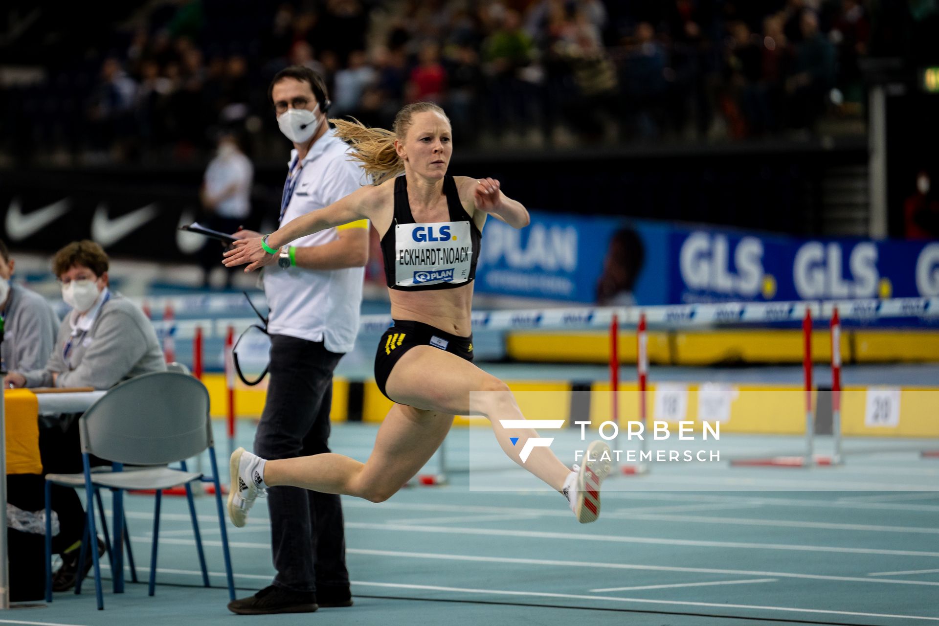 Neele Eckhardt-Noack (LG Goettingen) am 26.02.2022 waehrend der Deutschen Leichtathletik-Hallenmeisterschaften (Tag 1) in der Quarterback Immobilien Arena in Leipzig