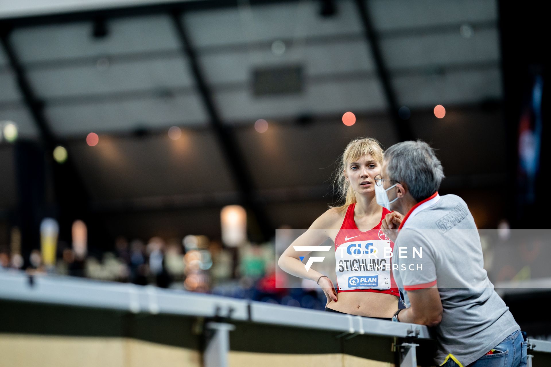 Bianca Stichling (TSV Bayer 04 Leverkusen) am 27.02.2022 waehrend der Deutschen Leichtathletik-Hallenmeisterschaften (Tag 2) in der Quarterback Immobilien Arena in Leipzig