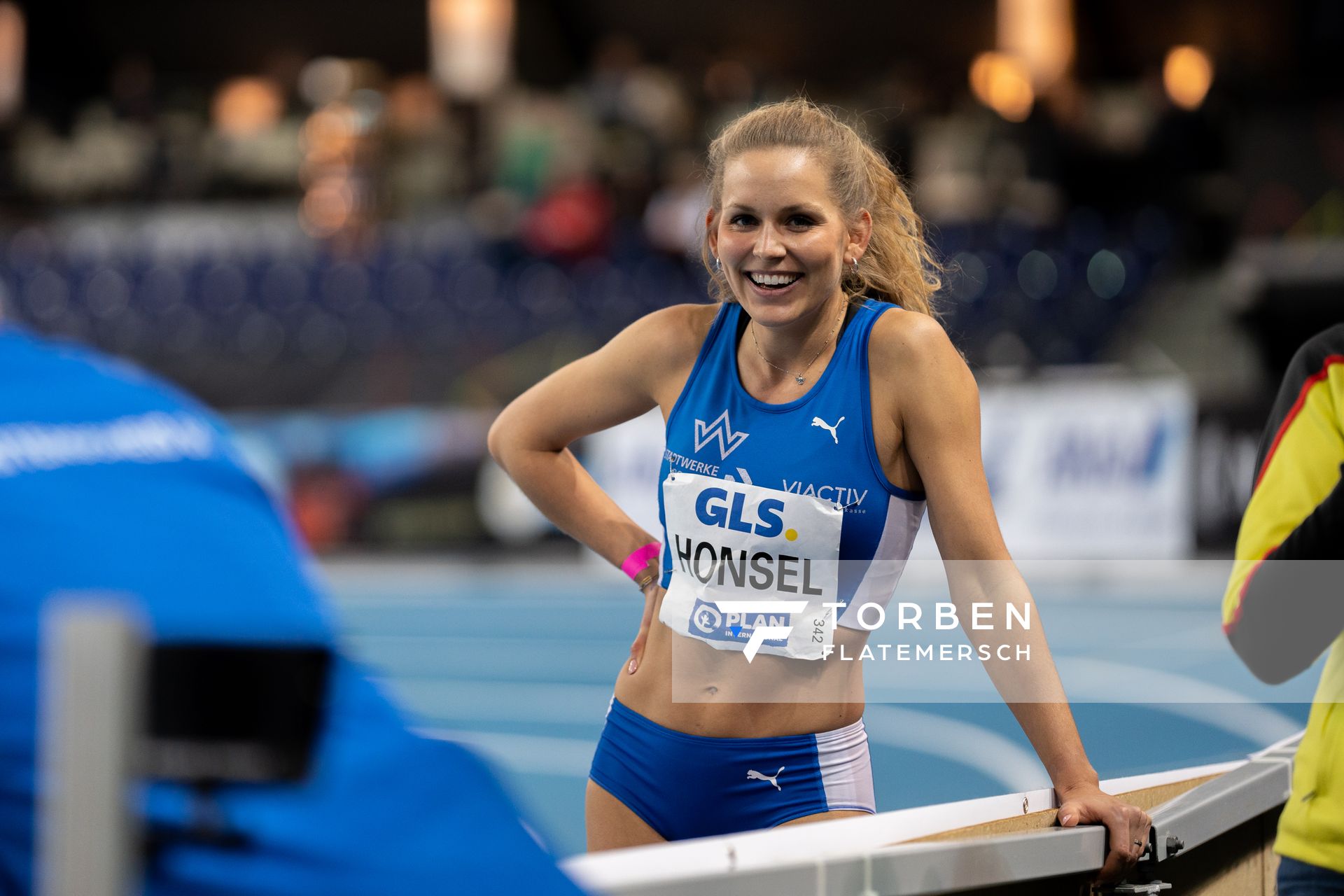 Christina Honsel (TV Wattenscheid 01) am 27.02.2022 waehrend der Deutschen Leichtathletik-Hallenmeisterschaften (Tag 2) in der Quarterback Immobilien Arena in Leipzig