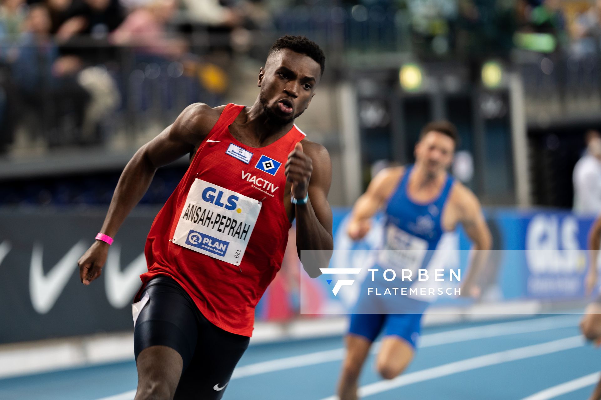 Lucas Ansah-Peprah (Hamburger SV) am 27.02.2022 waehrend der Deutschen Leichtathletik-Hallenmeisterschaften (Tag 2) in der Quarterback Immobilien Arena in Leipzig