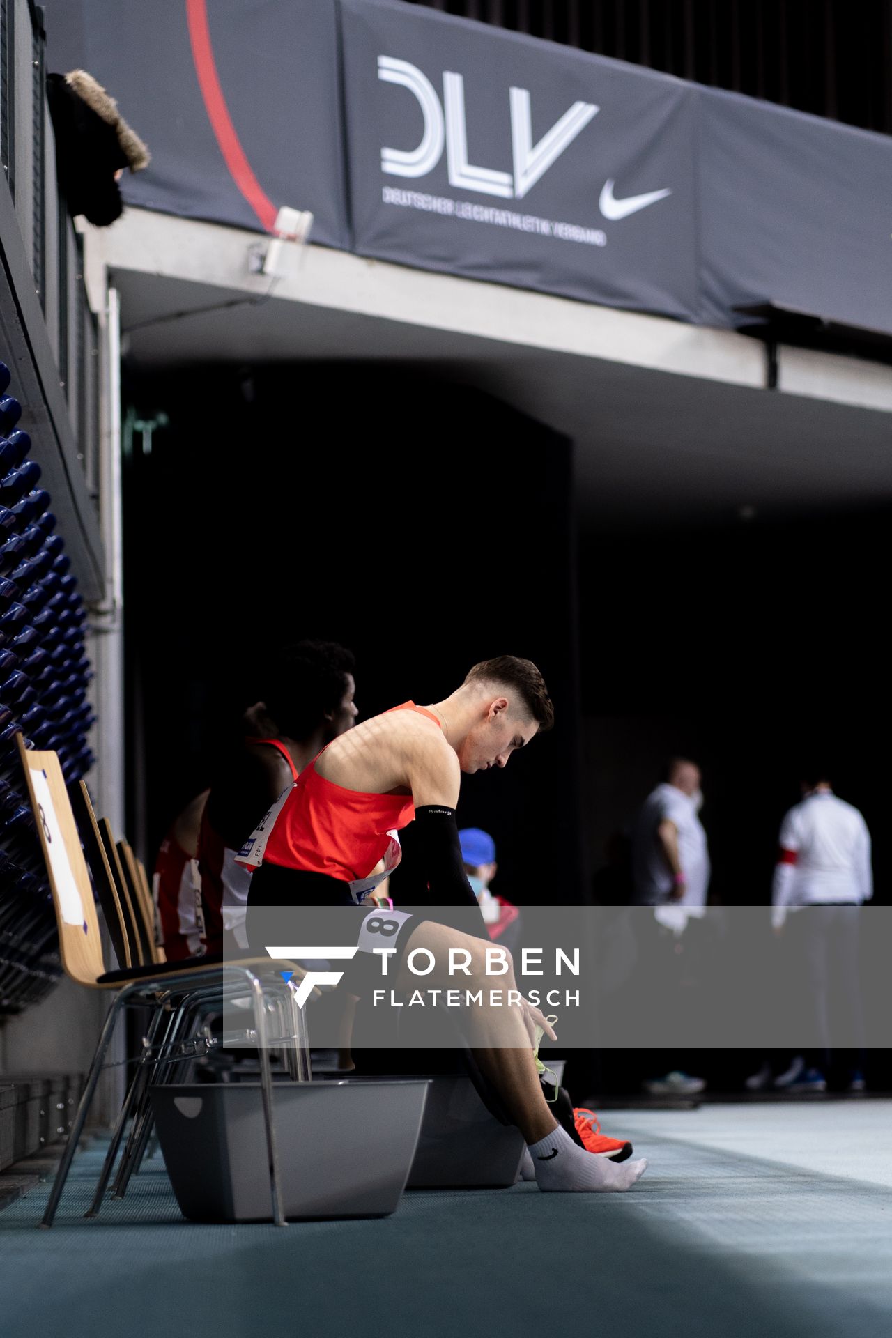 Felix Ebel (Emder Laufgemeinschaft) am 27.02.2022 waehrend der Deutschen Leichtathletik-Hallenmeisterschaften (Tag 2) in der Quarterback Immobilien Arena in Leipzig