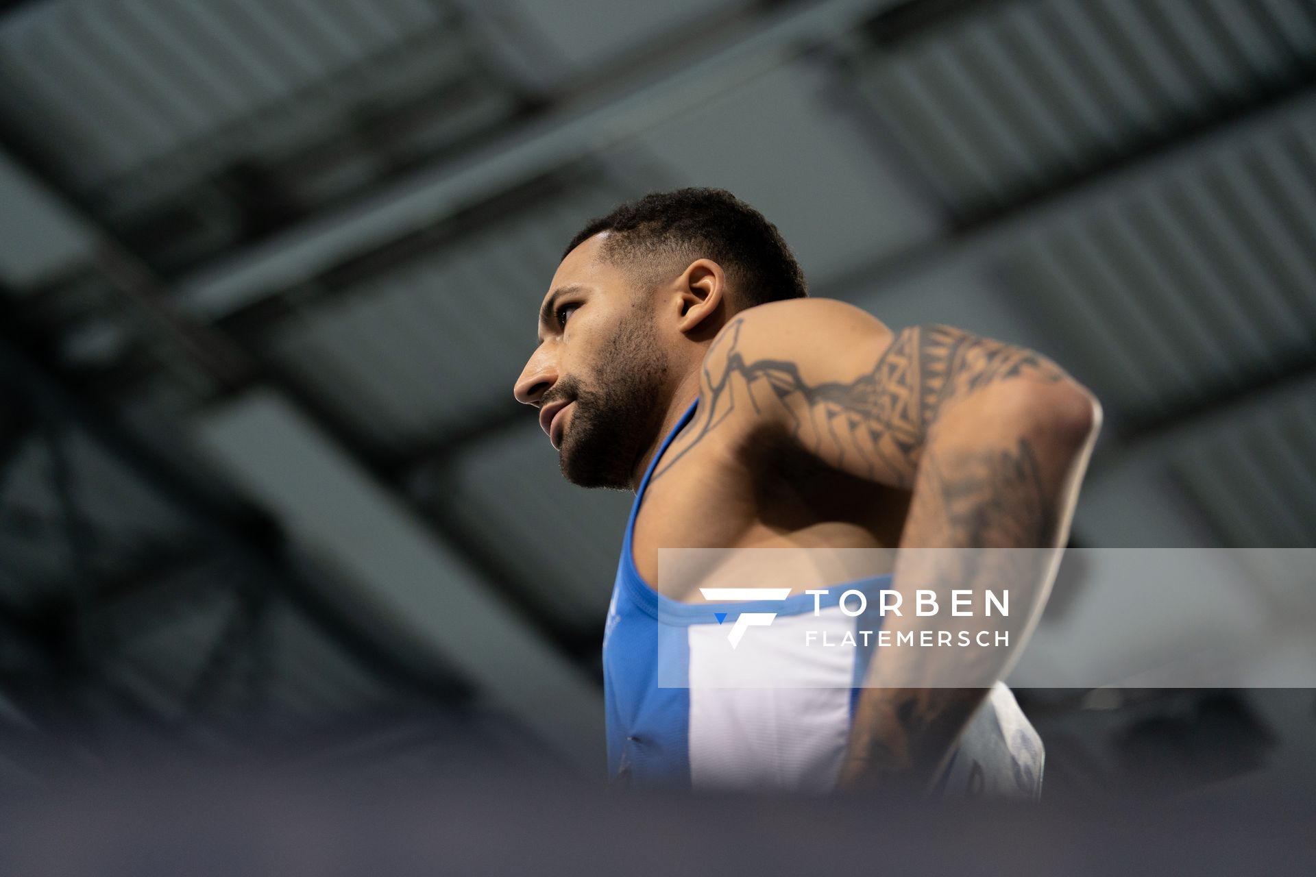 Patrick Schneider (TV Wattenscheid 01) im 400m Finale am 27.02.2022 waehrend der Deutschen Leichtathletik-Hallenmeisterschaften (Tag 2) in der Quarterback Immobilien Arena in Leipzig