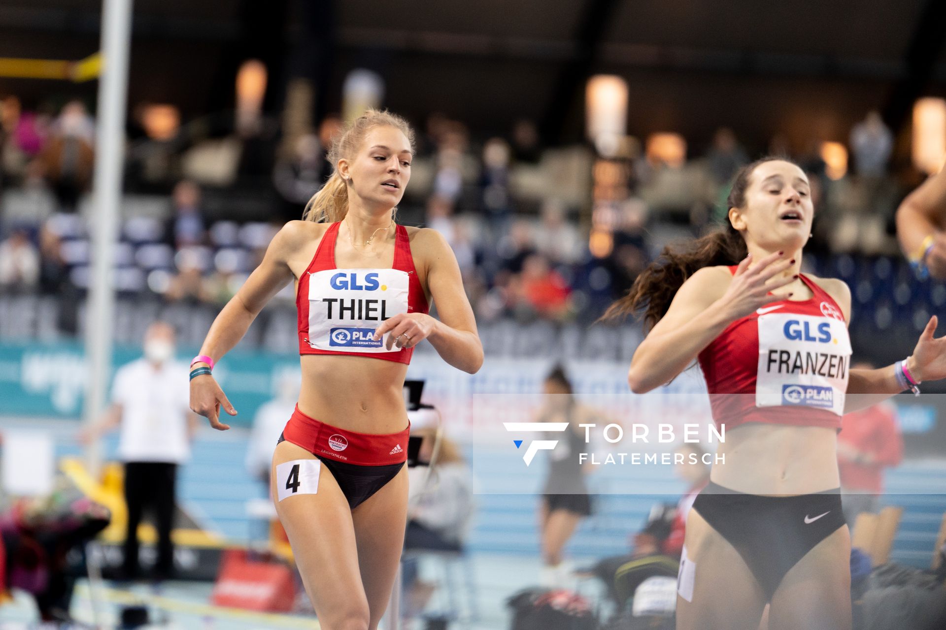 Luna Thiel (VfL Eintracht Hannover) am 27.02.2022 waehrend der Deutschen Leichtathletik-Hallenmeisterschaften (Tag 2) in der Quarterback Immobilien Arena in Leipzig