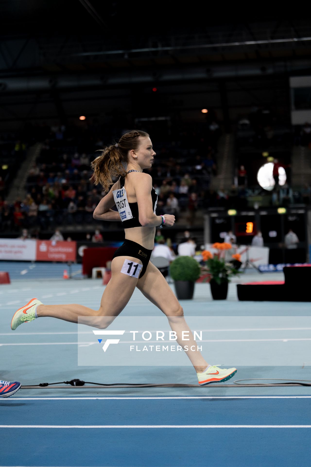 Katharina Trost (LG Stadtwerke Muenchen) am 27.02.2022 waehrend der Deutschen Leichtathletik-Hallenmeisterschaften (Tag 2) in der Quarterback Immobilien Arena in Leipzig