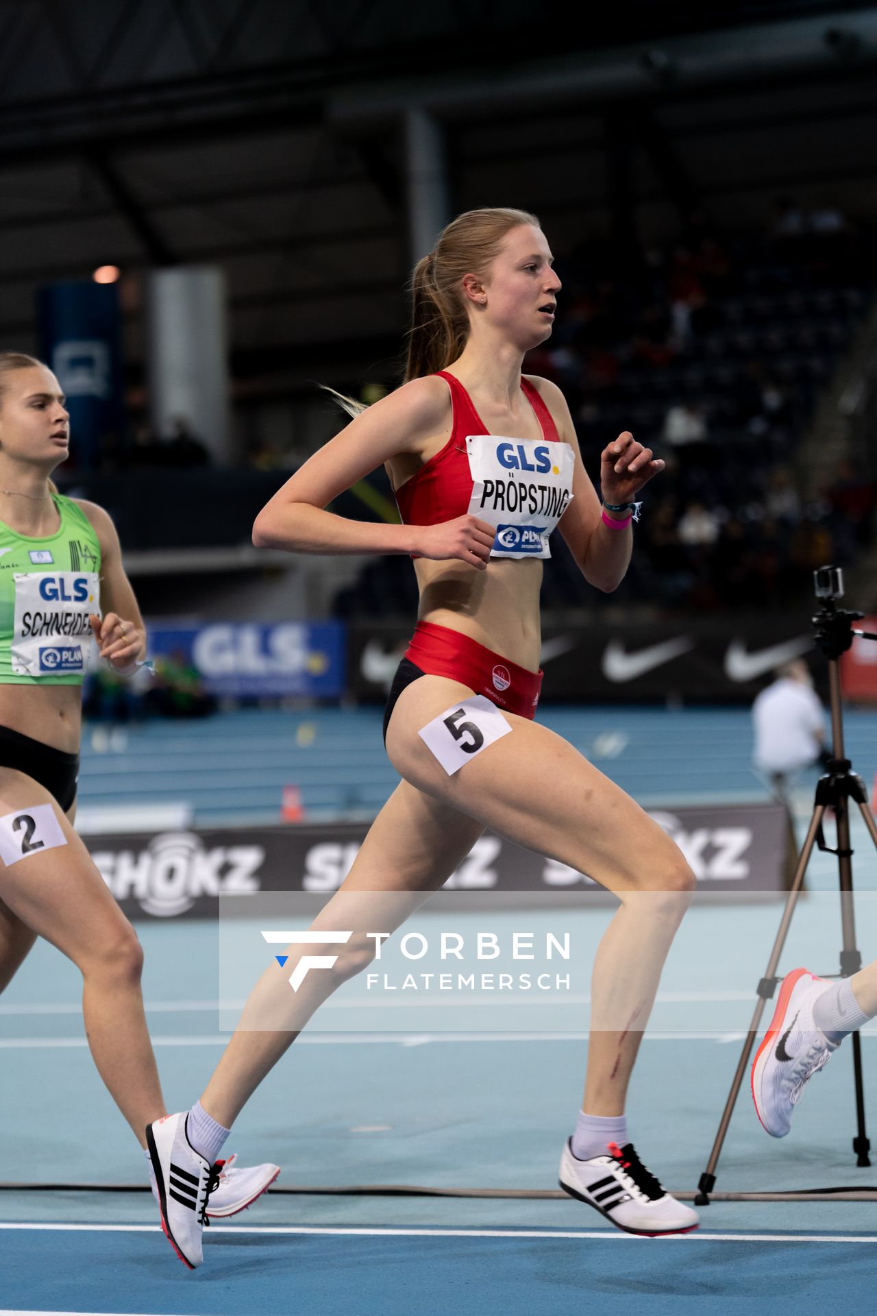 Marie Proepsting (VfL Eintracht Hannover) am 27.02.2022 waehrend der Deutschen Leichtathletik-Hallenmeisterschaften (Tag 2) in der Quarterback Immobilien Arena in Leipzig